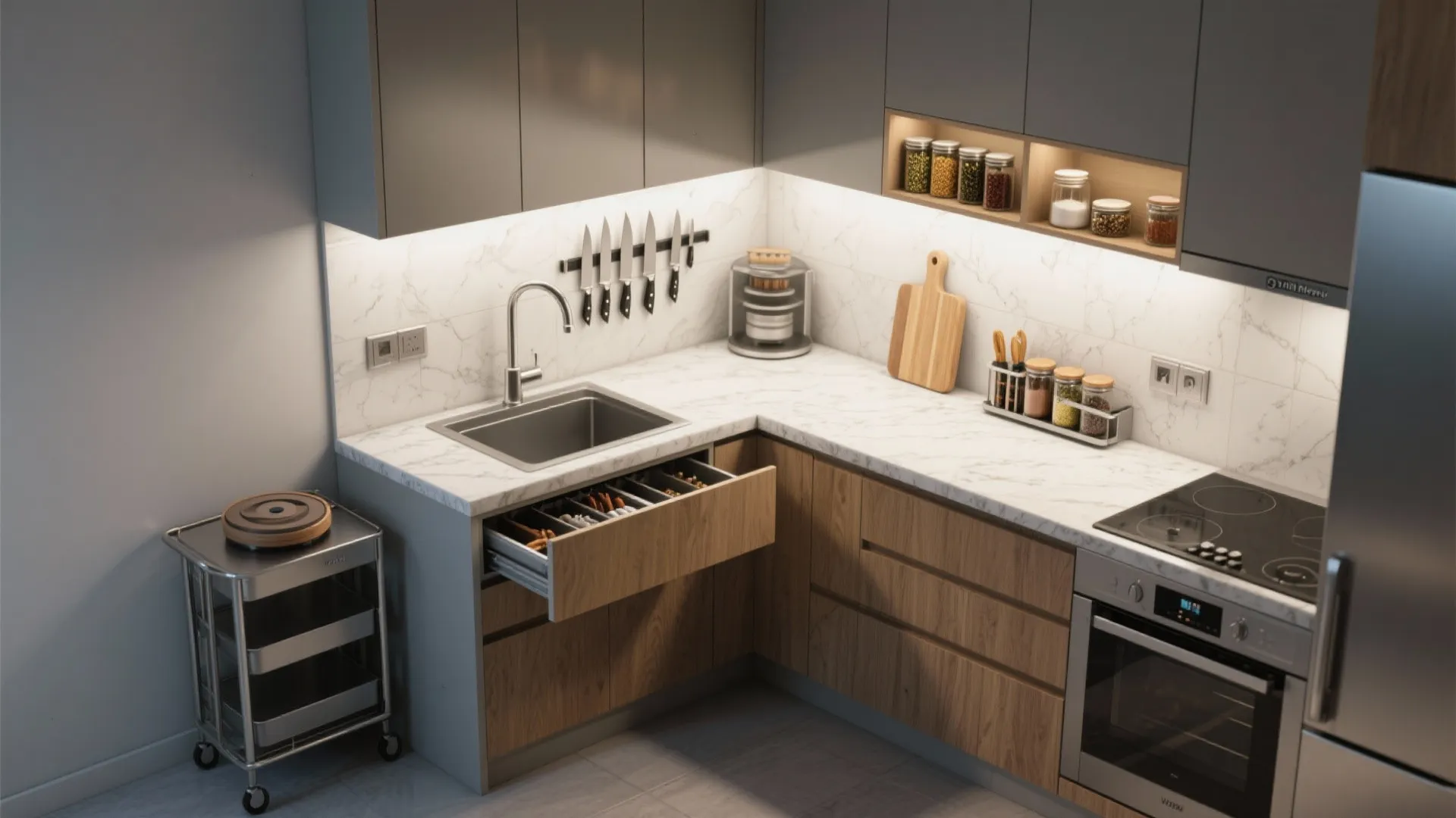 5. Kitchen & Mini Bar Hacks: Make the Most of Counter Corners