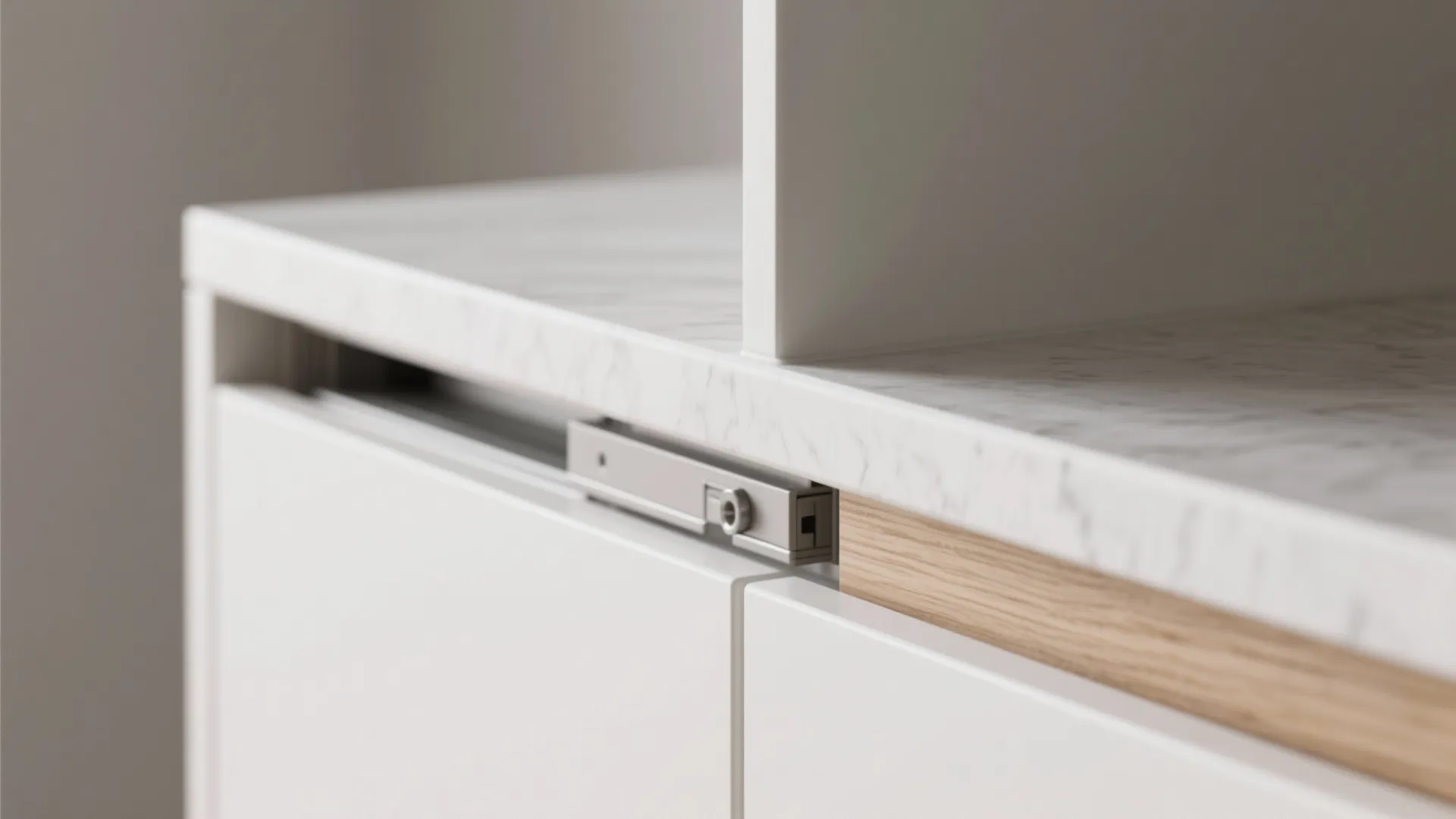 Minimal kitchen storage with a light palette