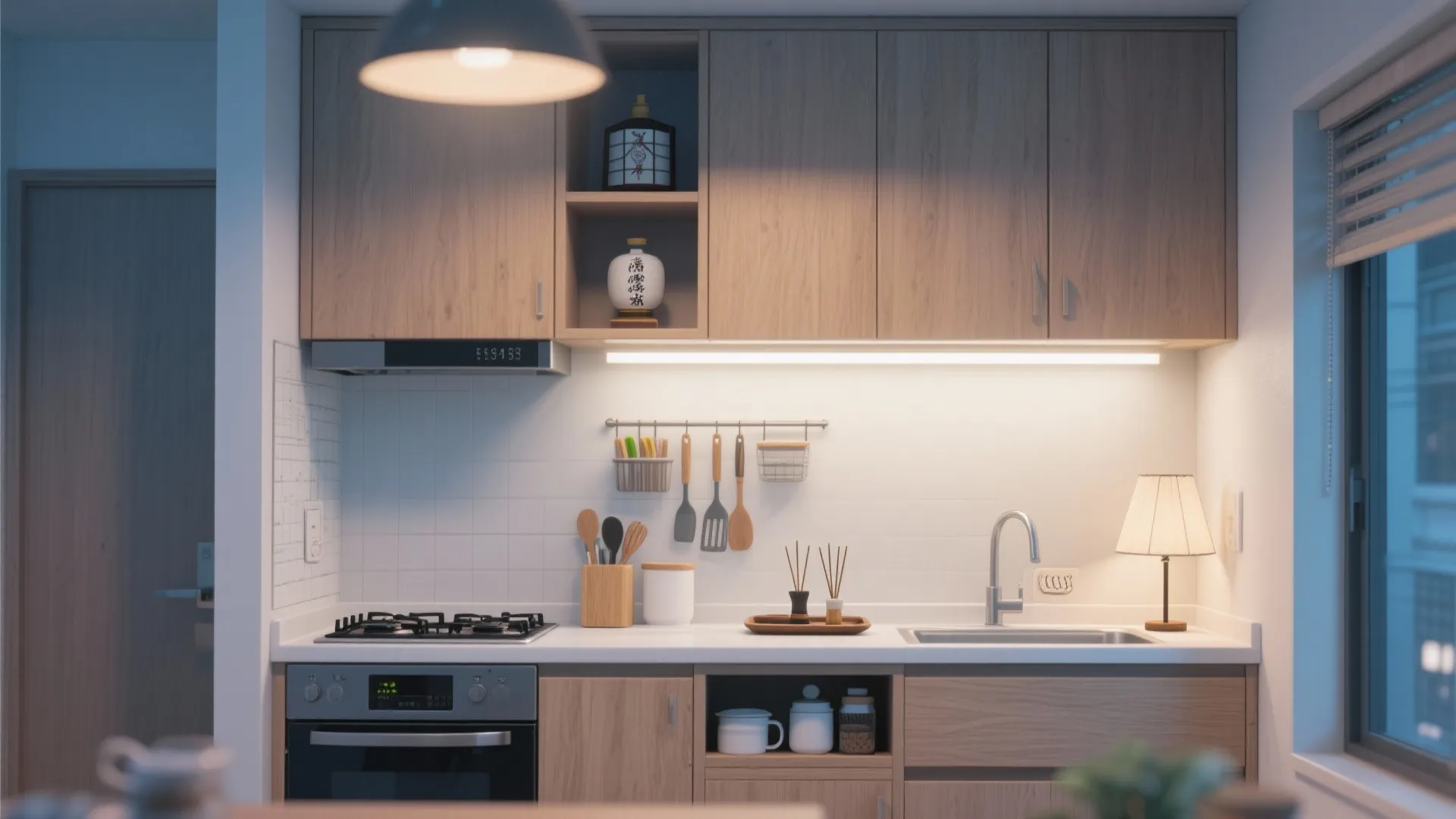 Tips 4: キッチン背面のハイキャビネットに“上段祈り、下段家事”（日式風格×収納技巧）