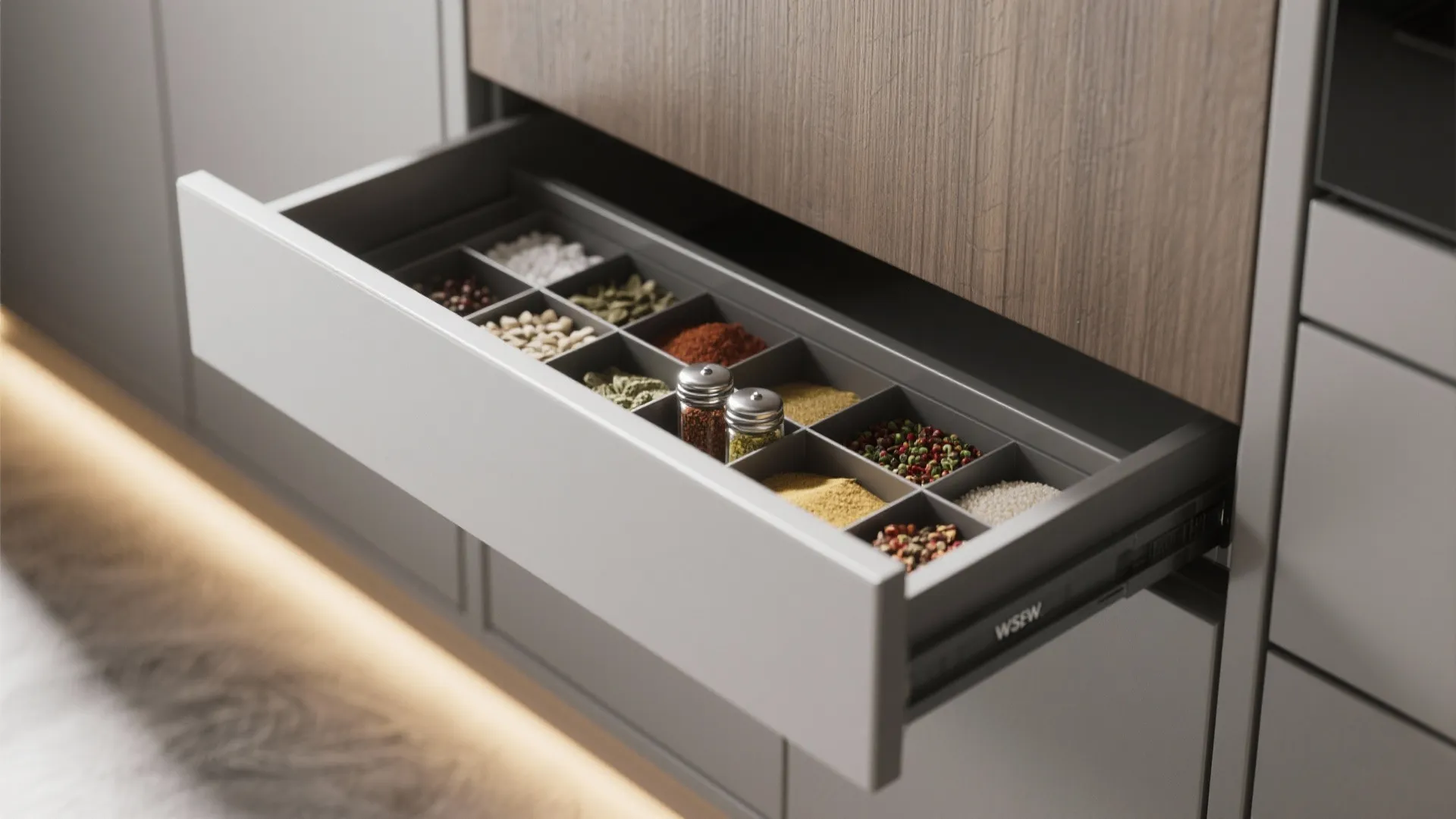 Minimalist kitchen storage that works double duty