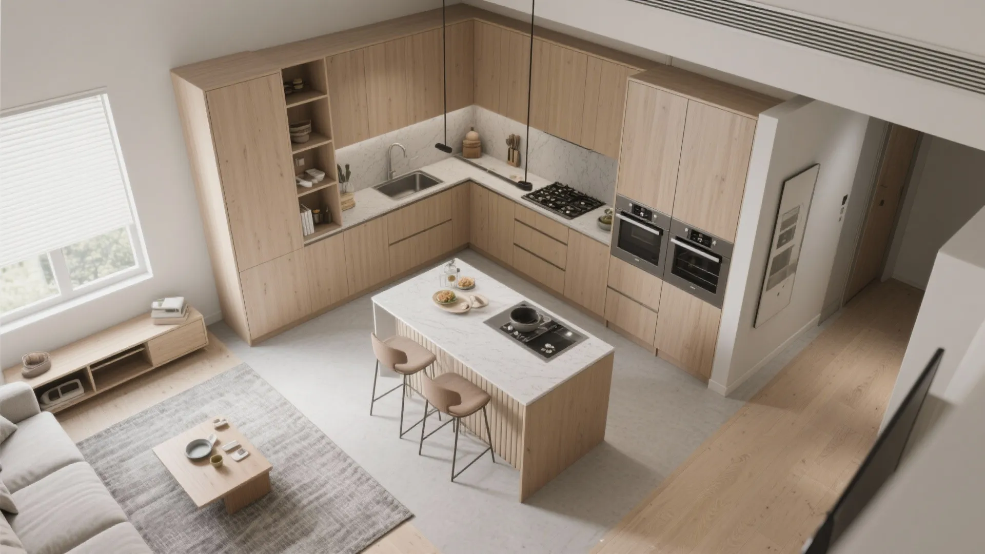 5. Seamless kitchen-living integration