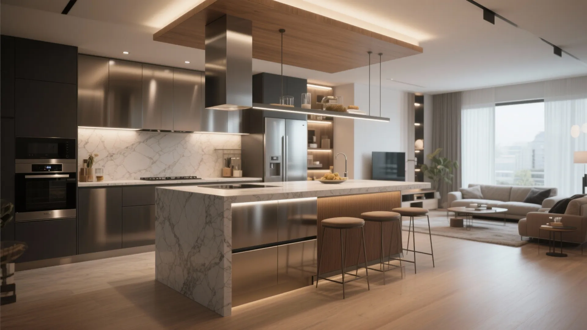 Kitchen islands as partitions