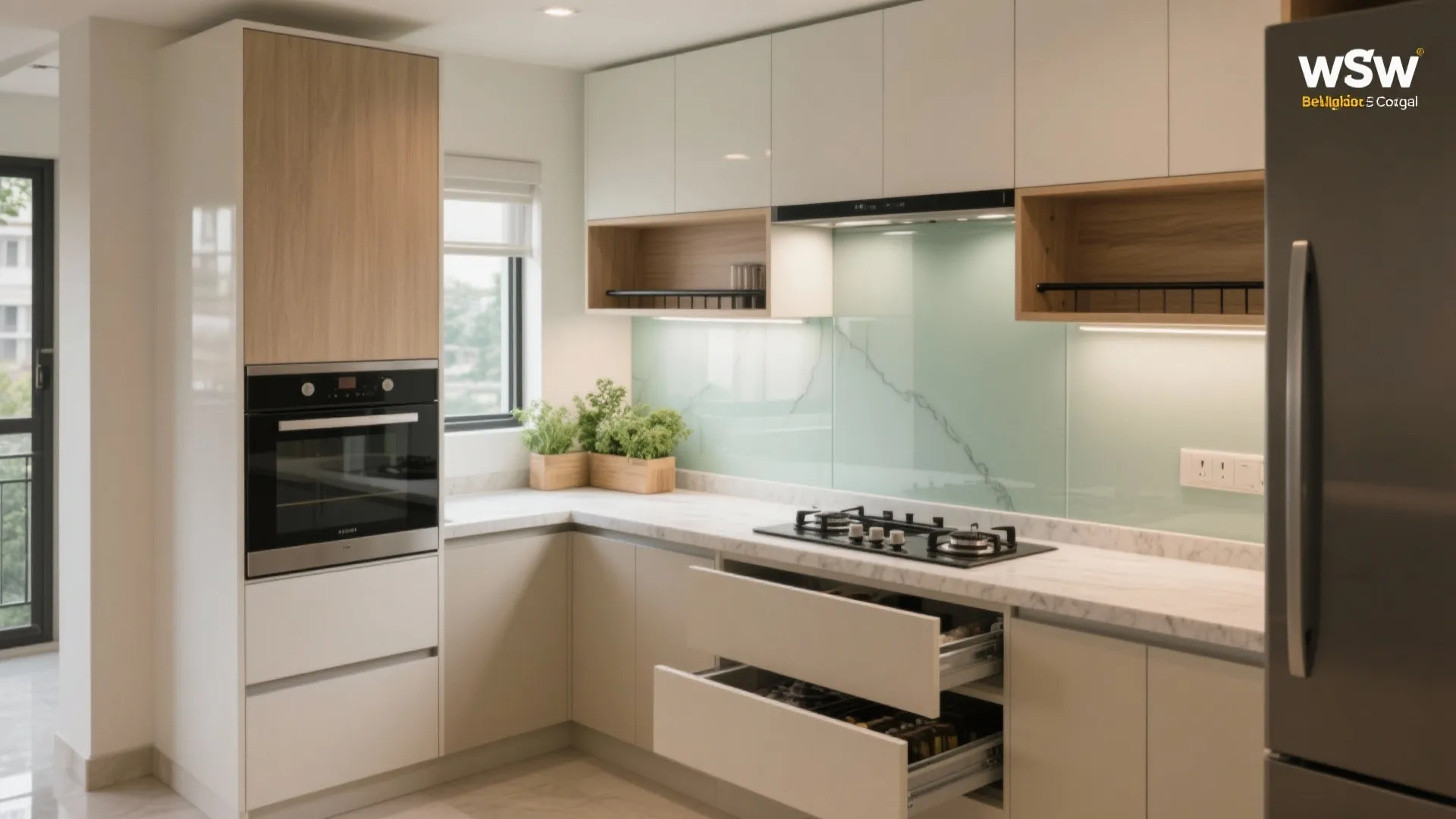 Space-Smart Modular Kitchen (L-Shape or Parallel)