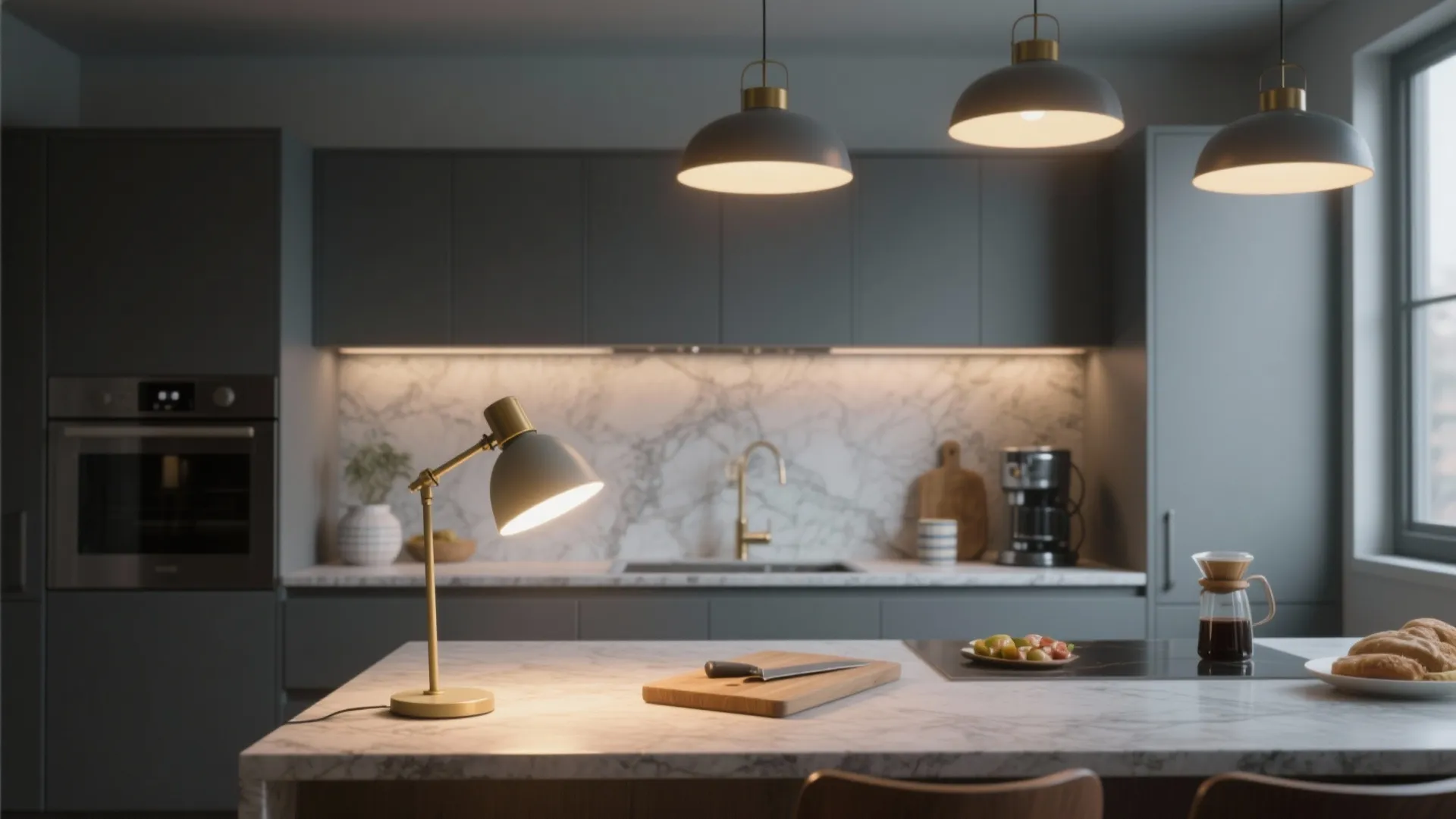 Small Lamp on Kitchen Counter: Brighten Your Culinary Space: 1 Minute to a Cozier, More Functional Kitchen Experience