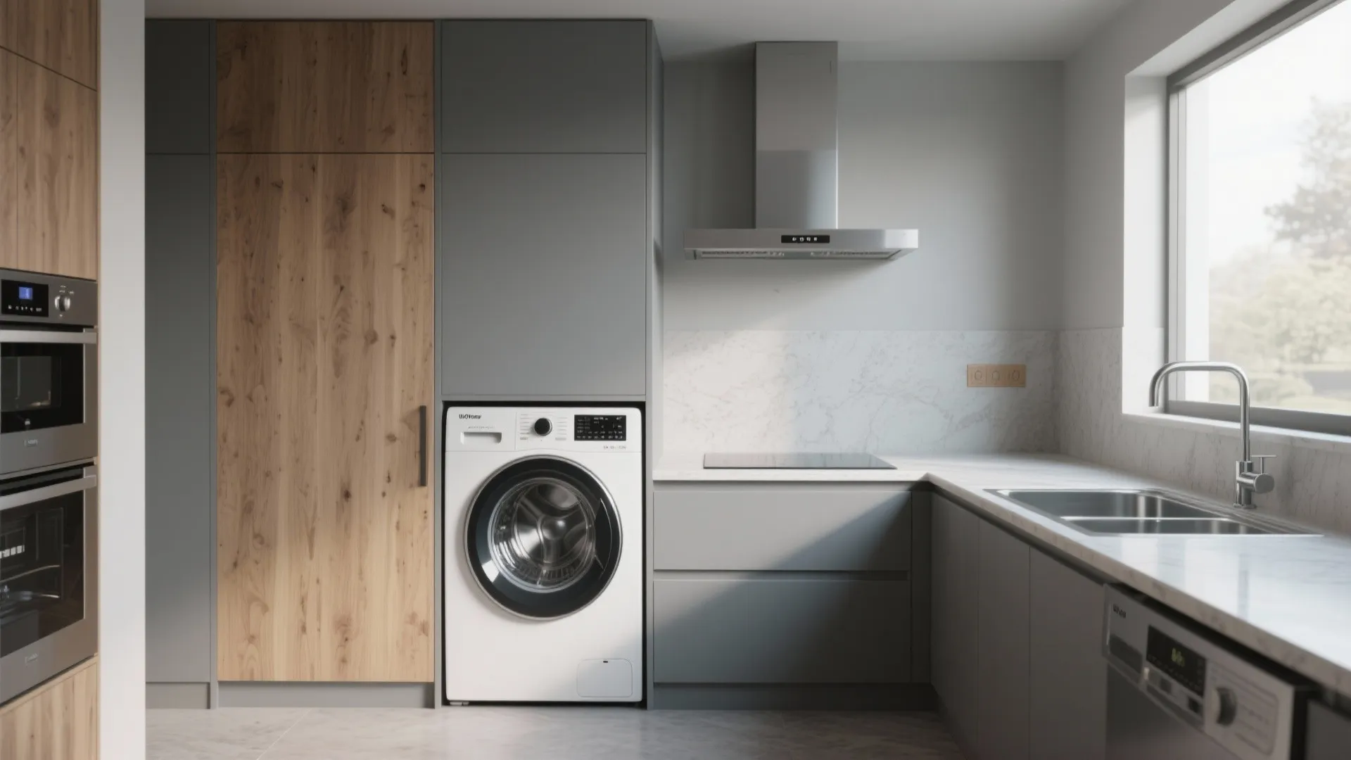 3. Kitchen-integrated laundry wall