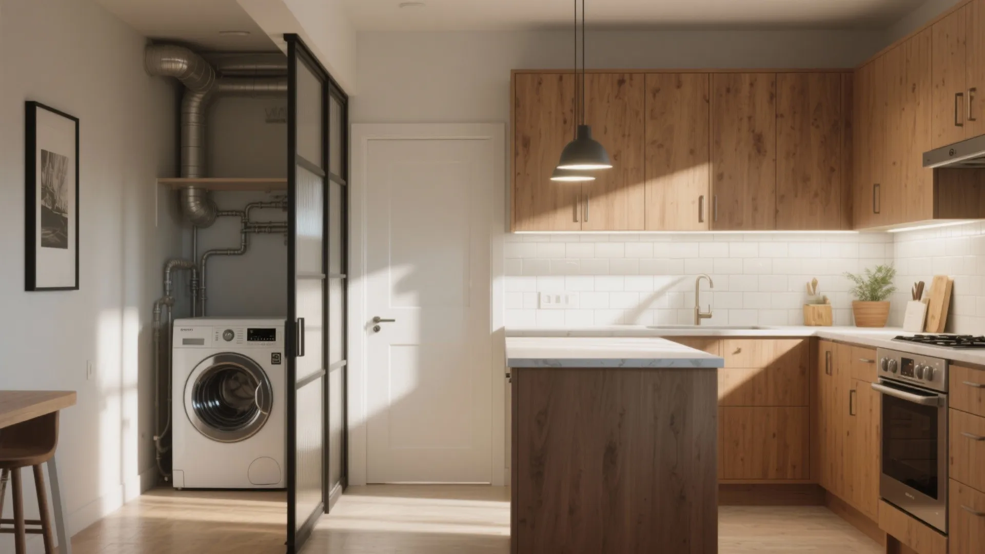 5. Shared kitchen-laundry adjacency and traffic planning