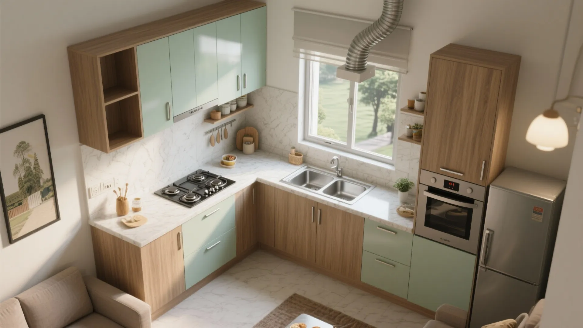 Modular Kitchen: Parallel or L-Shape, Ventilation First