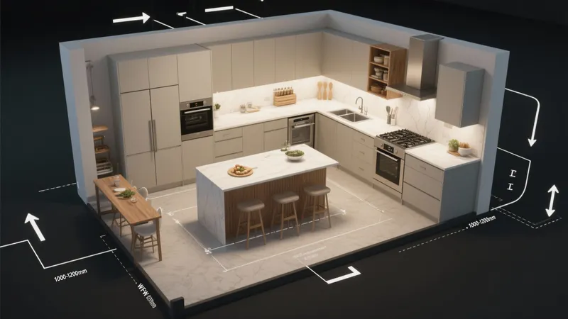 Modern L-Shaped Kitchen with Island & Dining Area