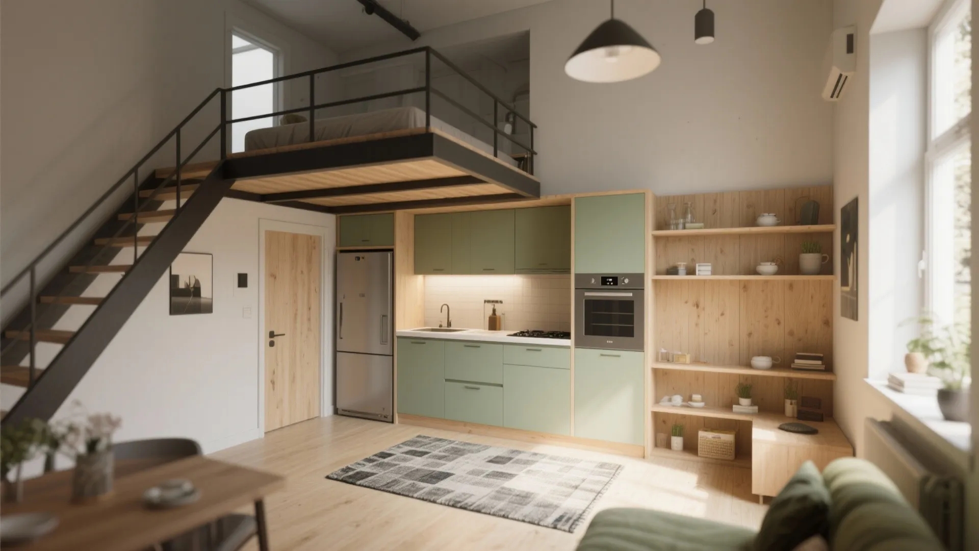 5. Blend zones with a kitchen-adjacent loft