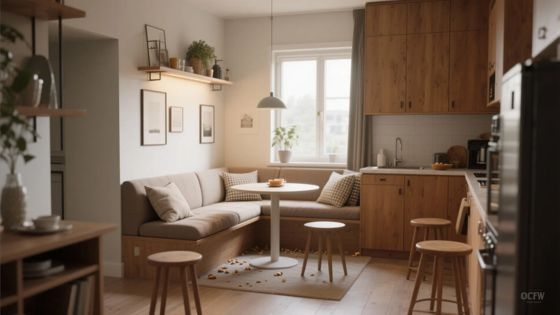 3. Use a Loveseat to Define a Kitchen Nook