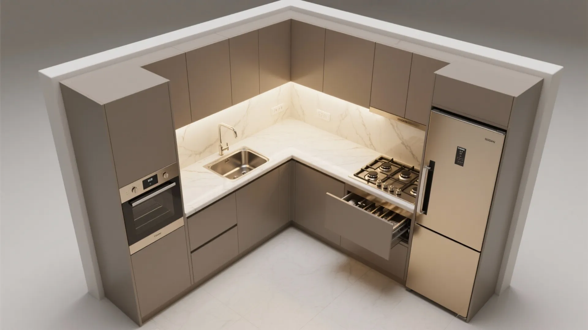 Glam Kitchen That Works in a Compact Footprint