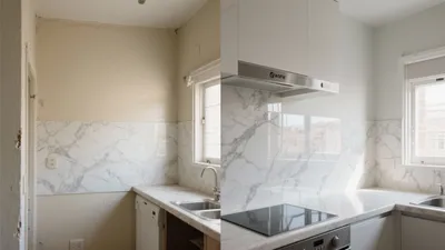 Before & After: Marble-Look Kitchen Transformation