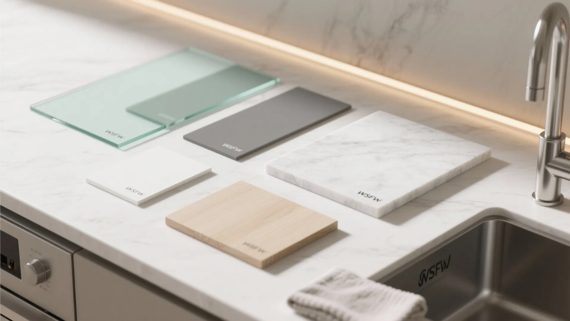 Glass backsplash for a brighter galley