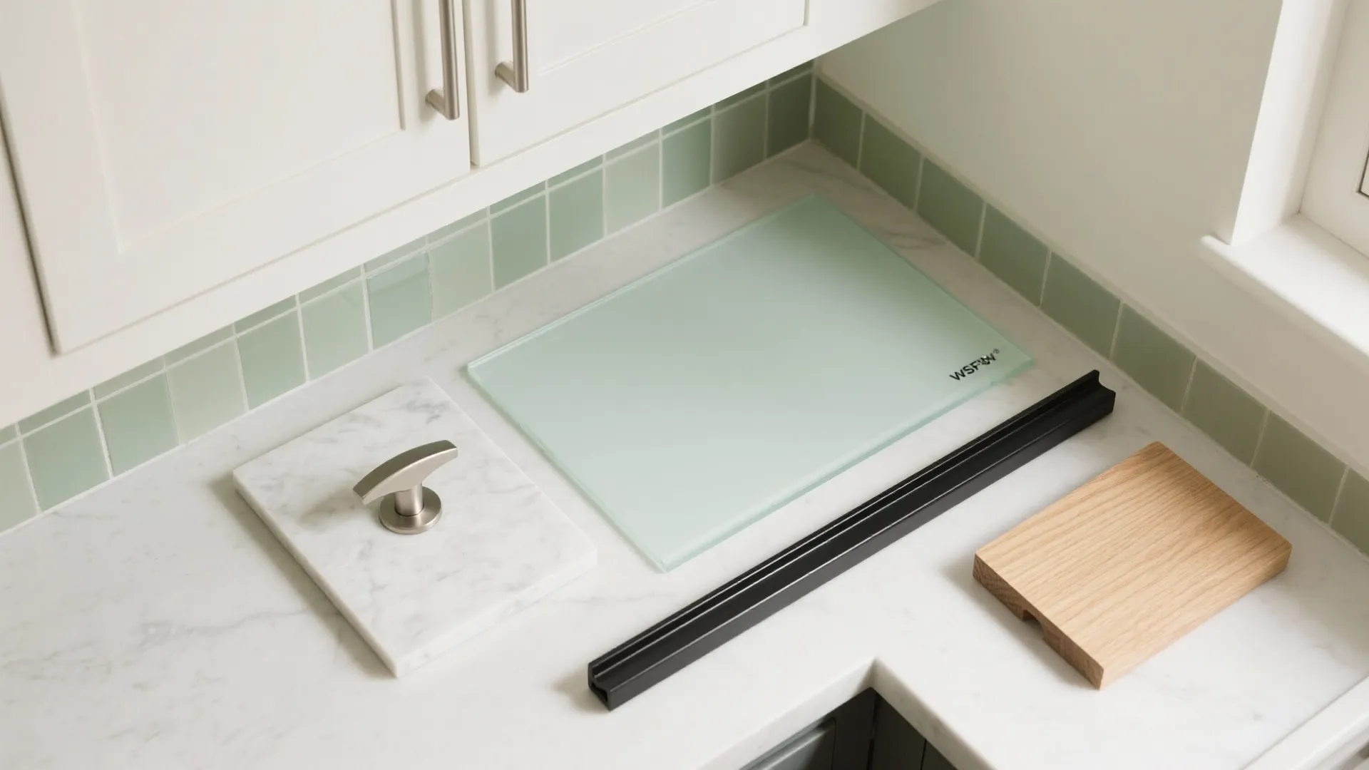 3) Glass backsplash with color or pattern