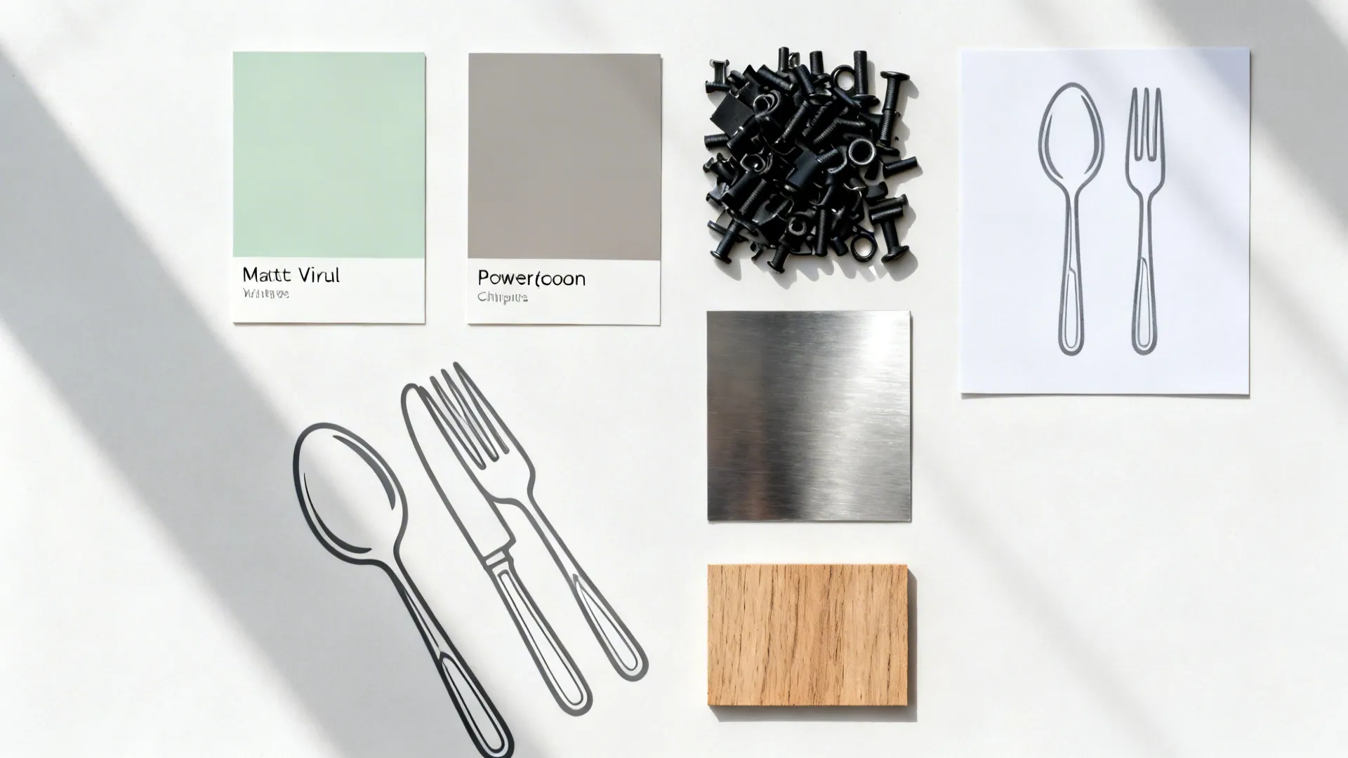 Statement Paint or Decal Wall with Spoon & Fork Line Art