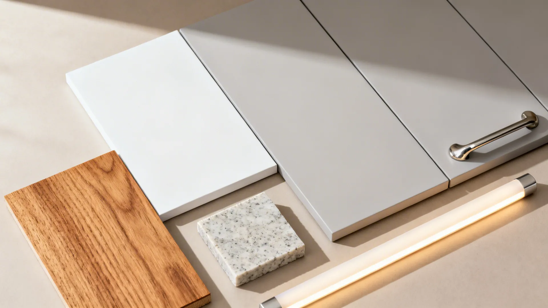 Warm wood accents that frame storage