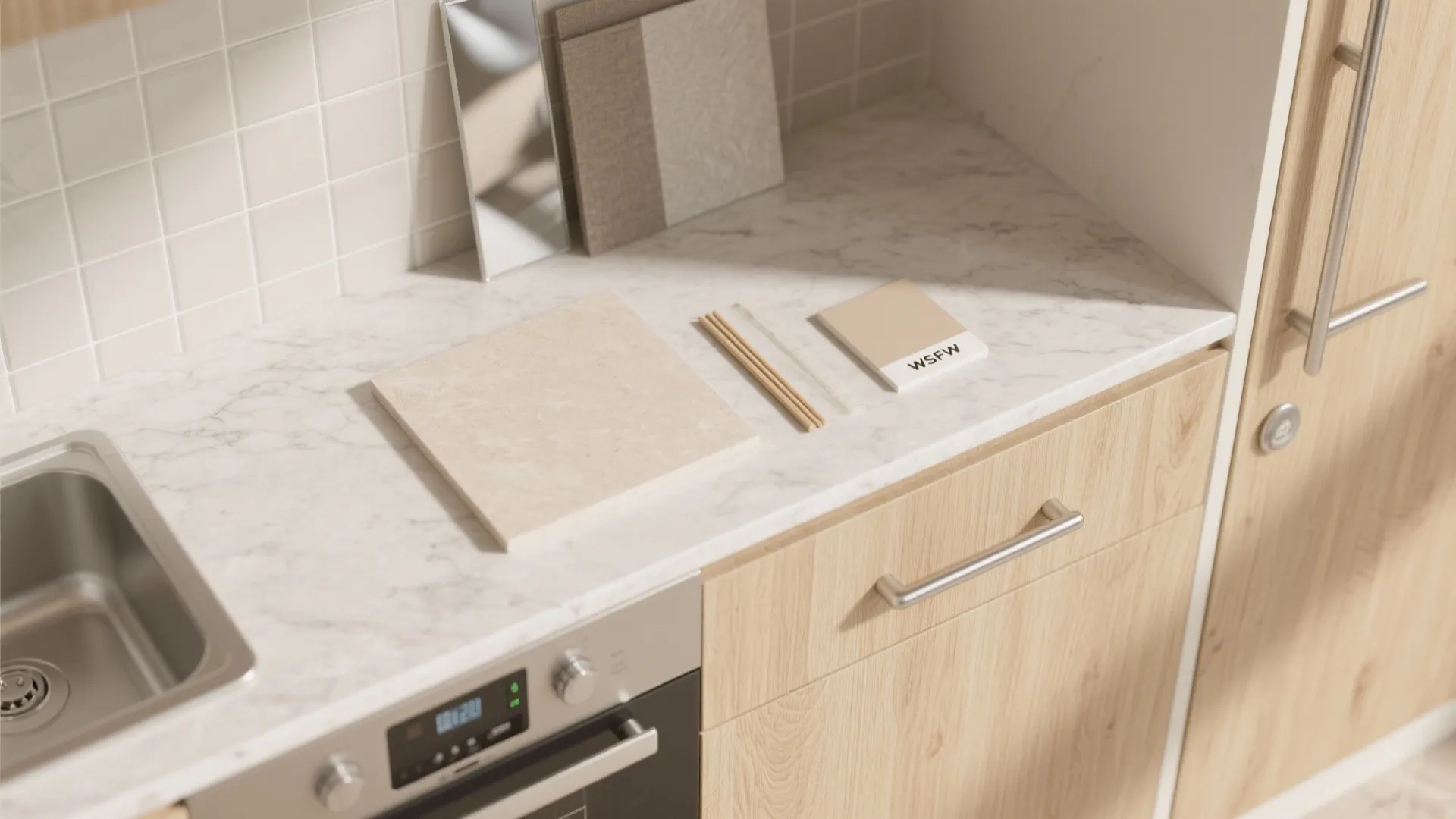 Compact L-shaped kitchen that doubles countertop space