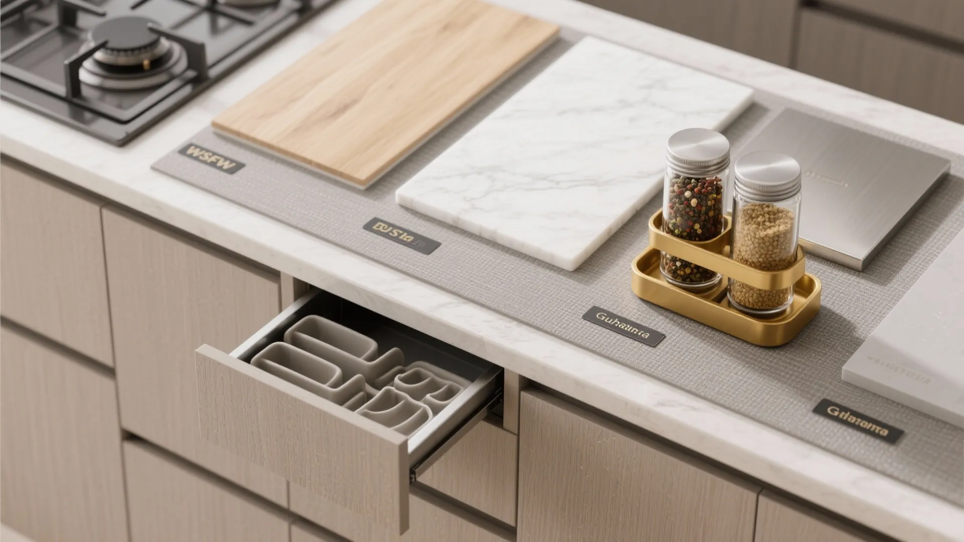 1) Minimal luxury in the kitchen: less on the counter, more in the cabinets