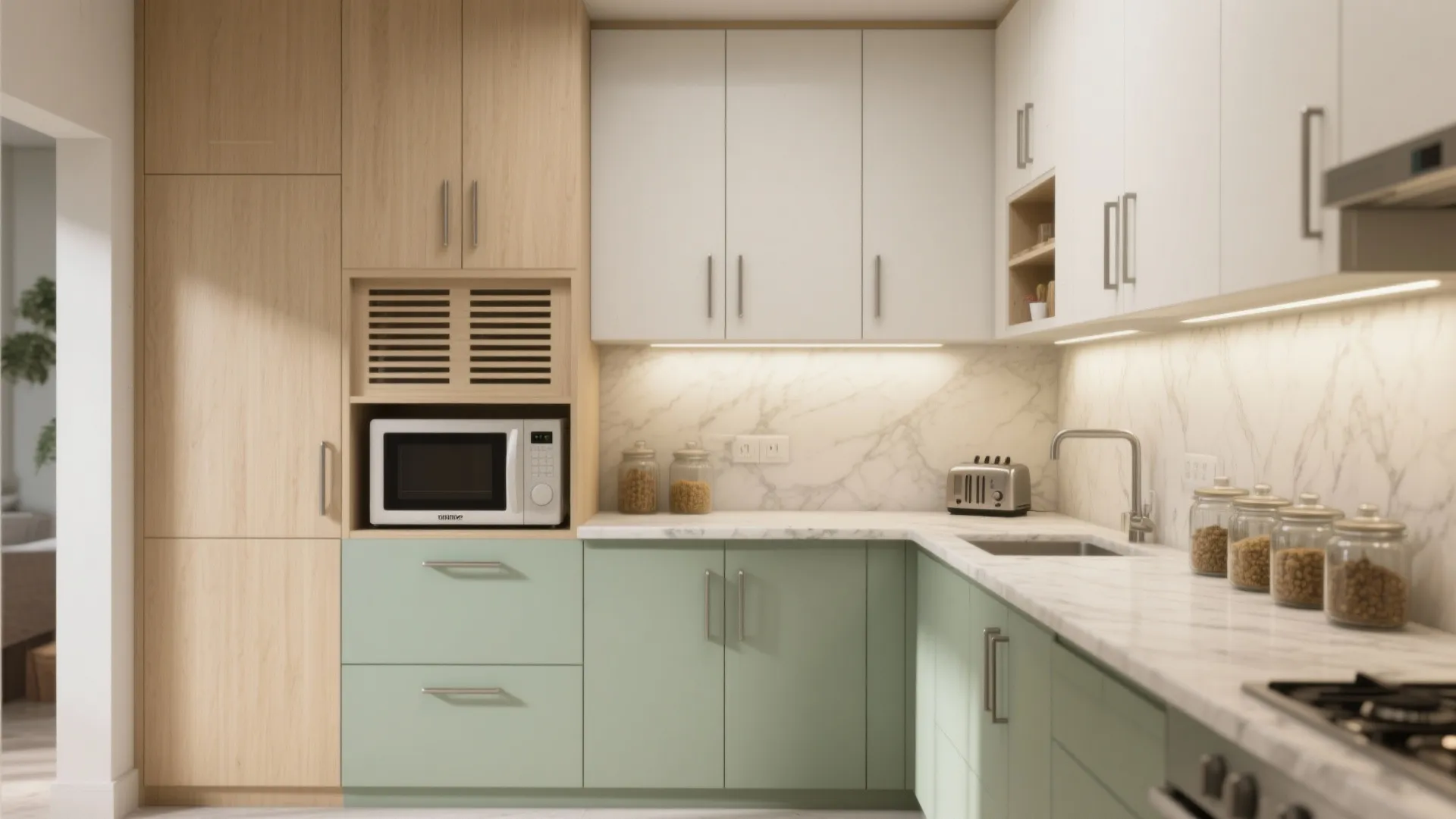 Minimalist kitchen storage that actually works in a 2 BHK