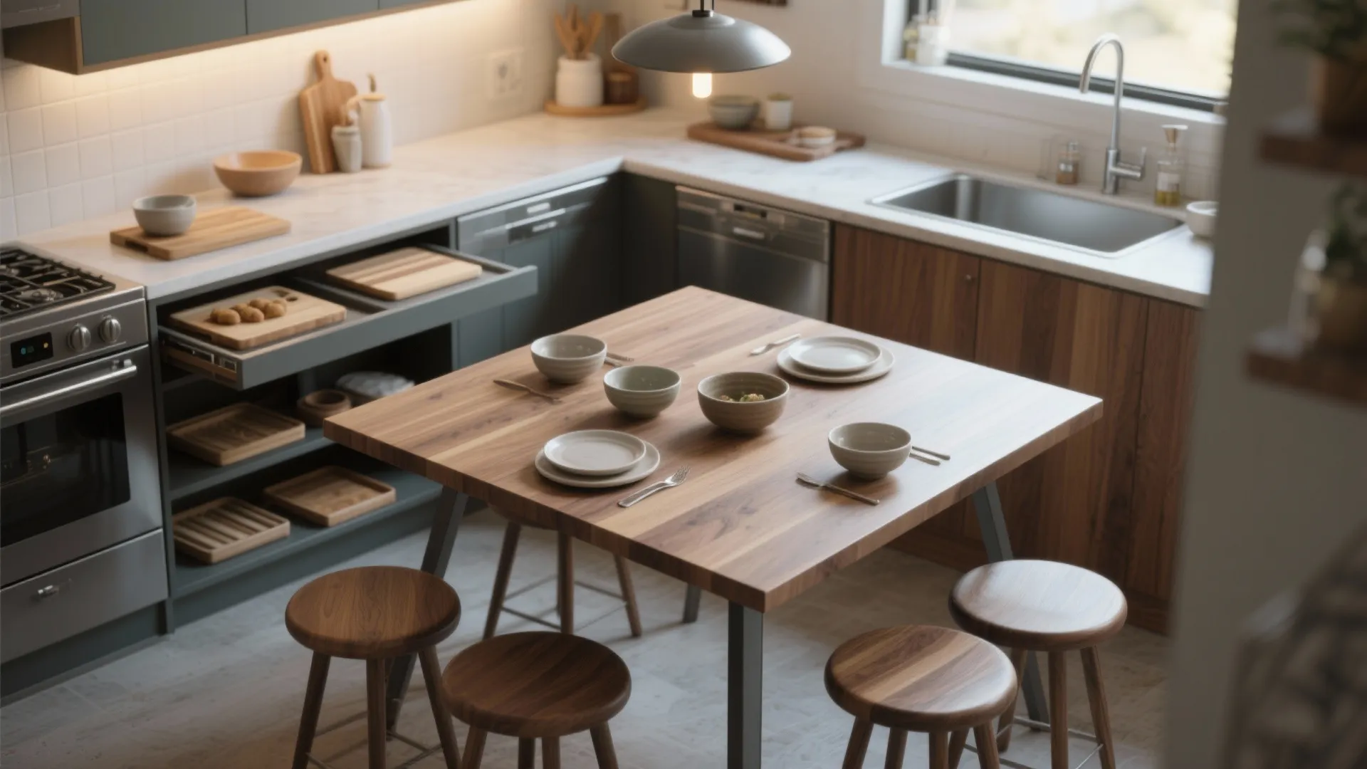 3. Turn it into a dual-purpose surface in a kitchen nook