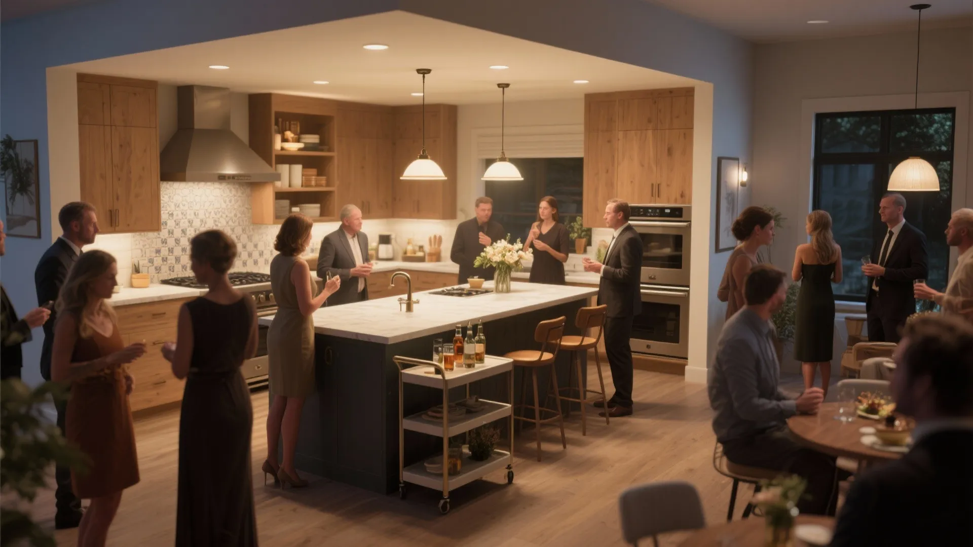 3. Kitchen Nook Ceremony + Cocktail Flow