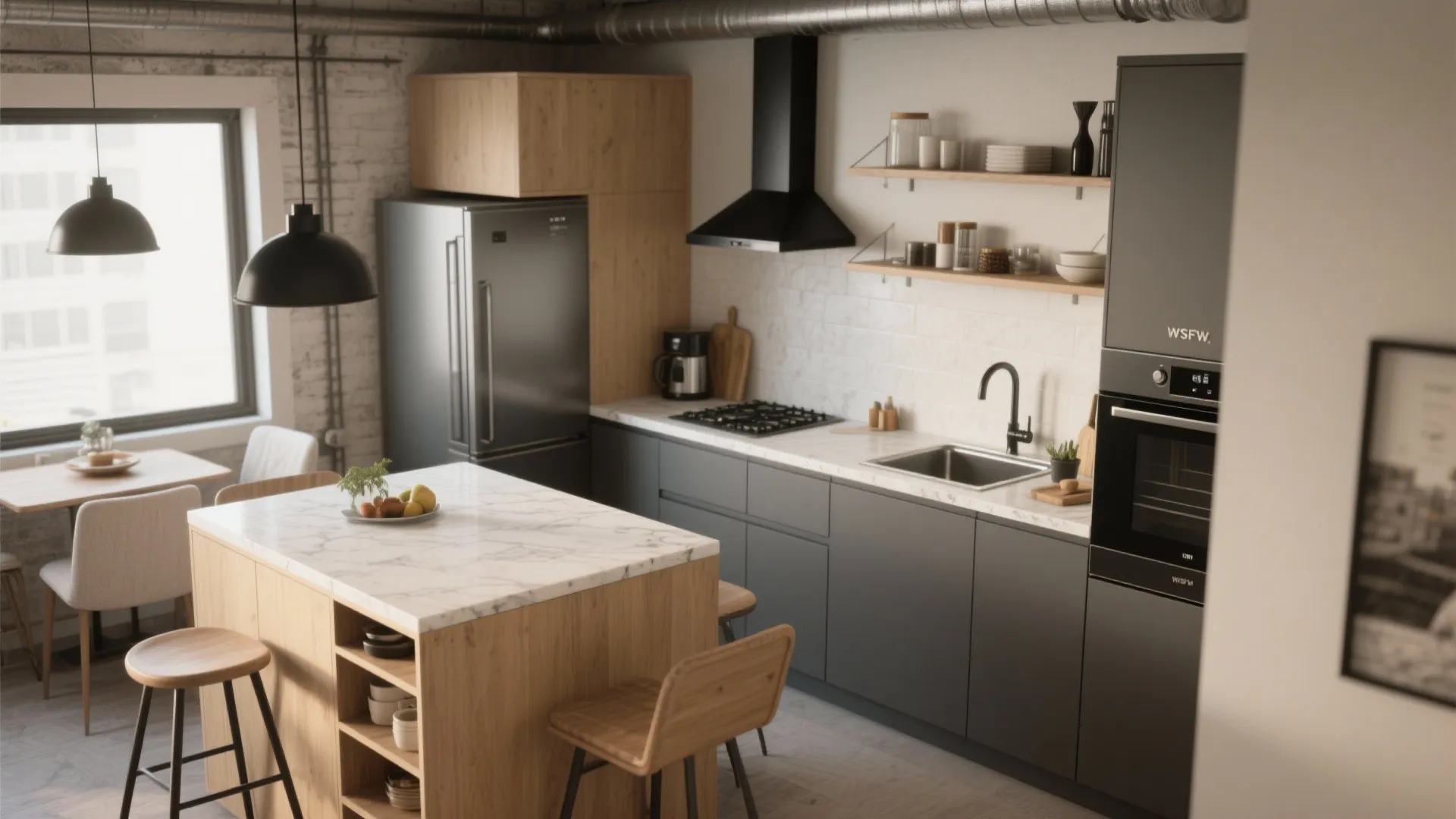 5. Compact Kitchen Nook with a Mini Island