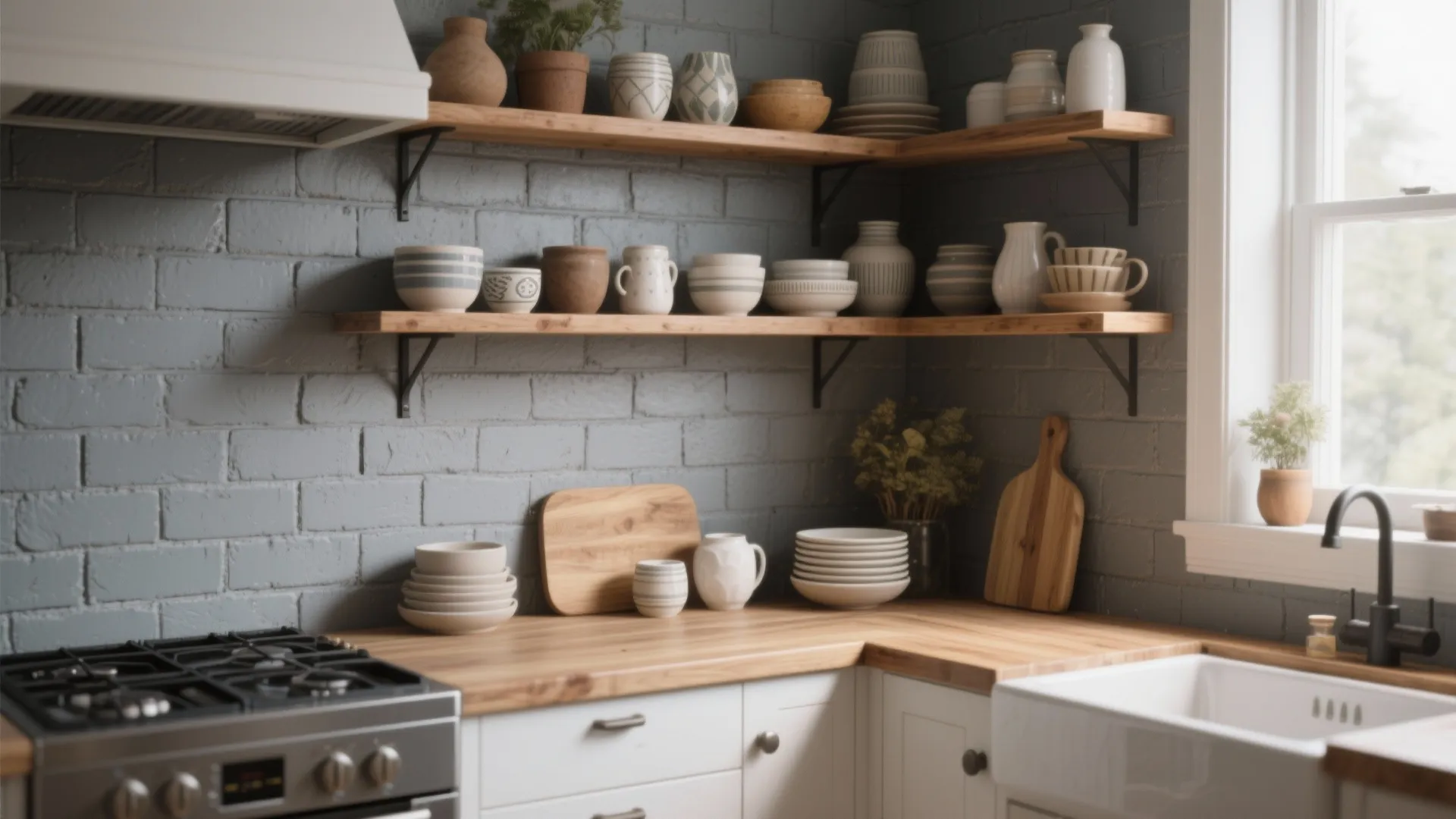 3. Create a Kitchen Corner with Open Shelves