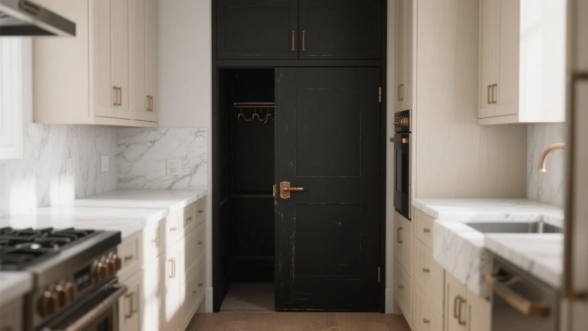 5. Use black doors strategically in kitchens and utility zones