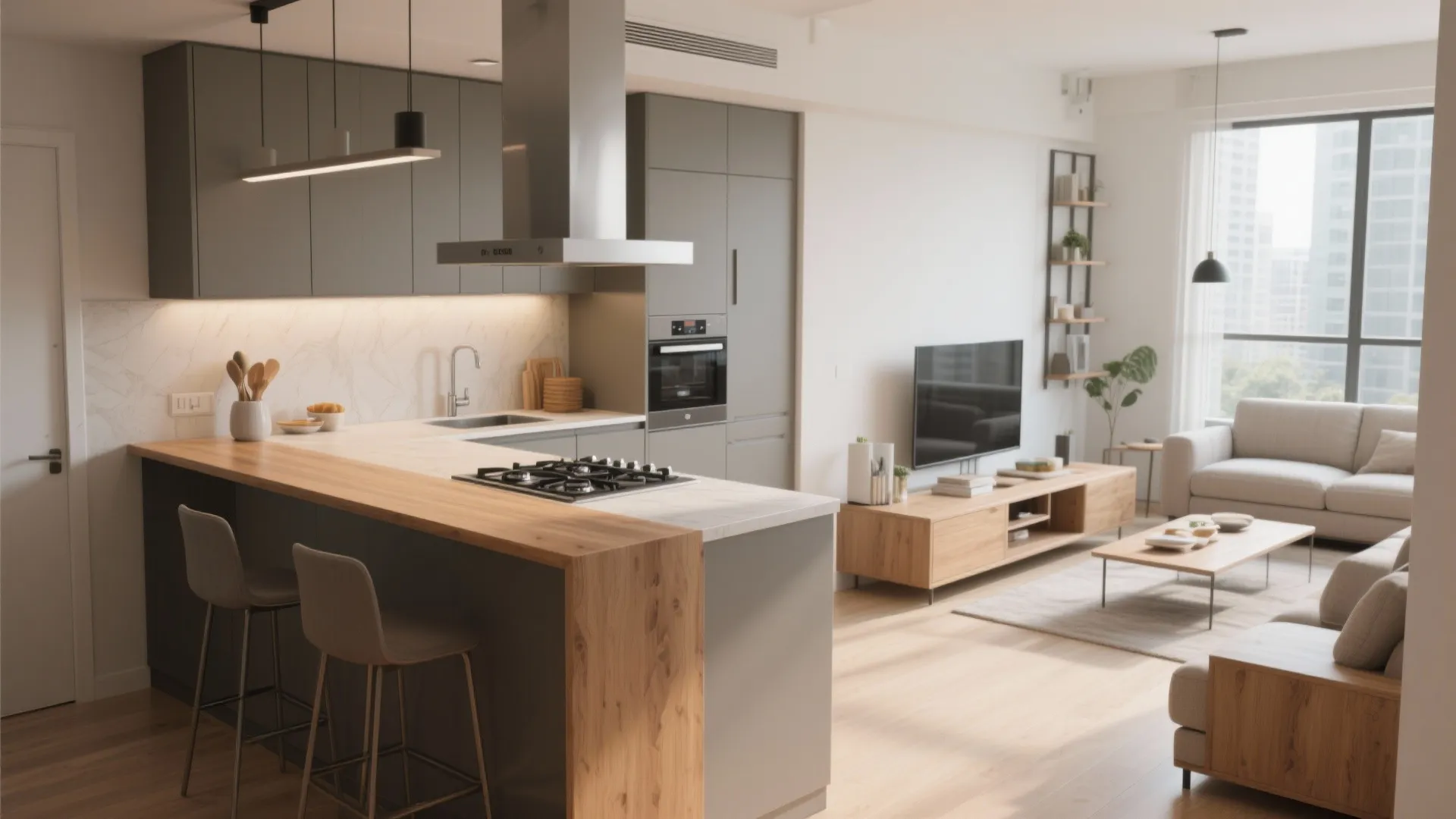 5. Seamless Kitchen-Living Integration