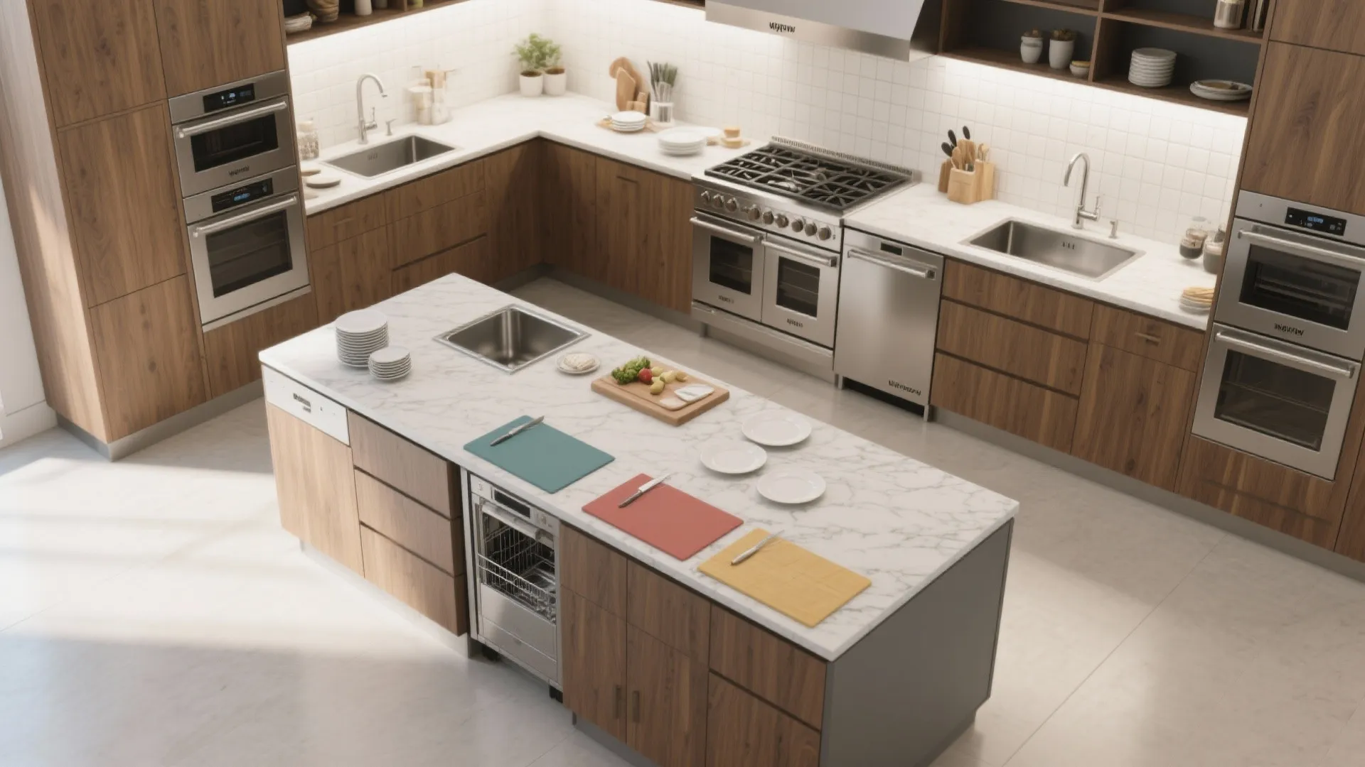 Dual kitchens: a show kitchen plus a chef’s kitchen