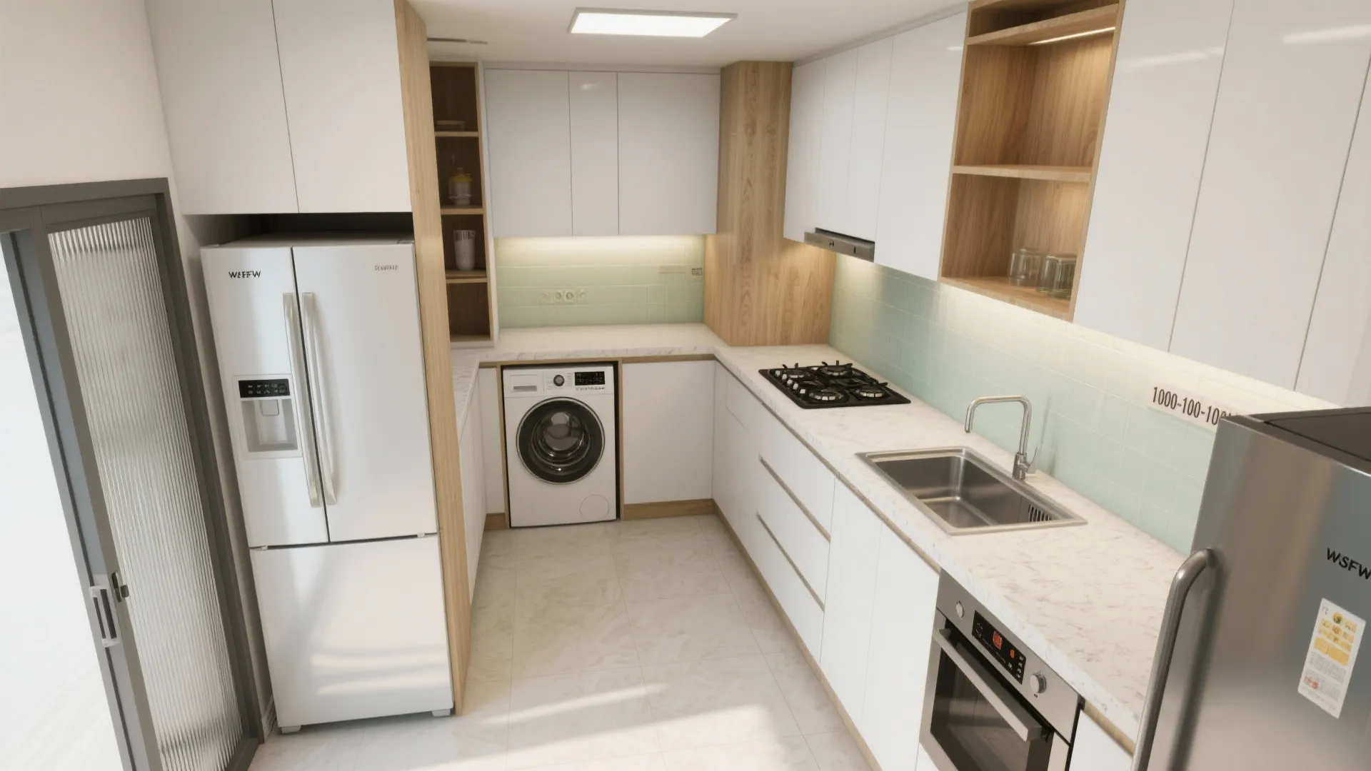 2) The kitchen triangle and a tidy utility spine