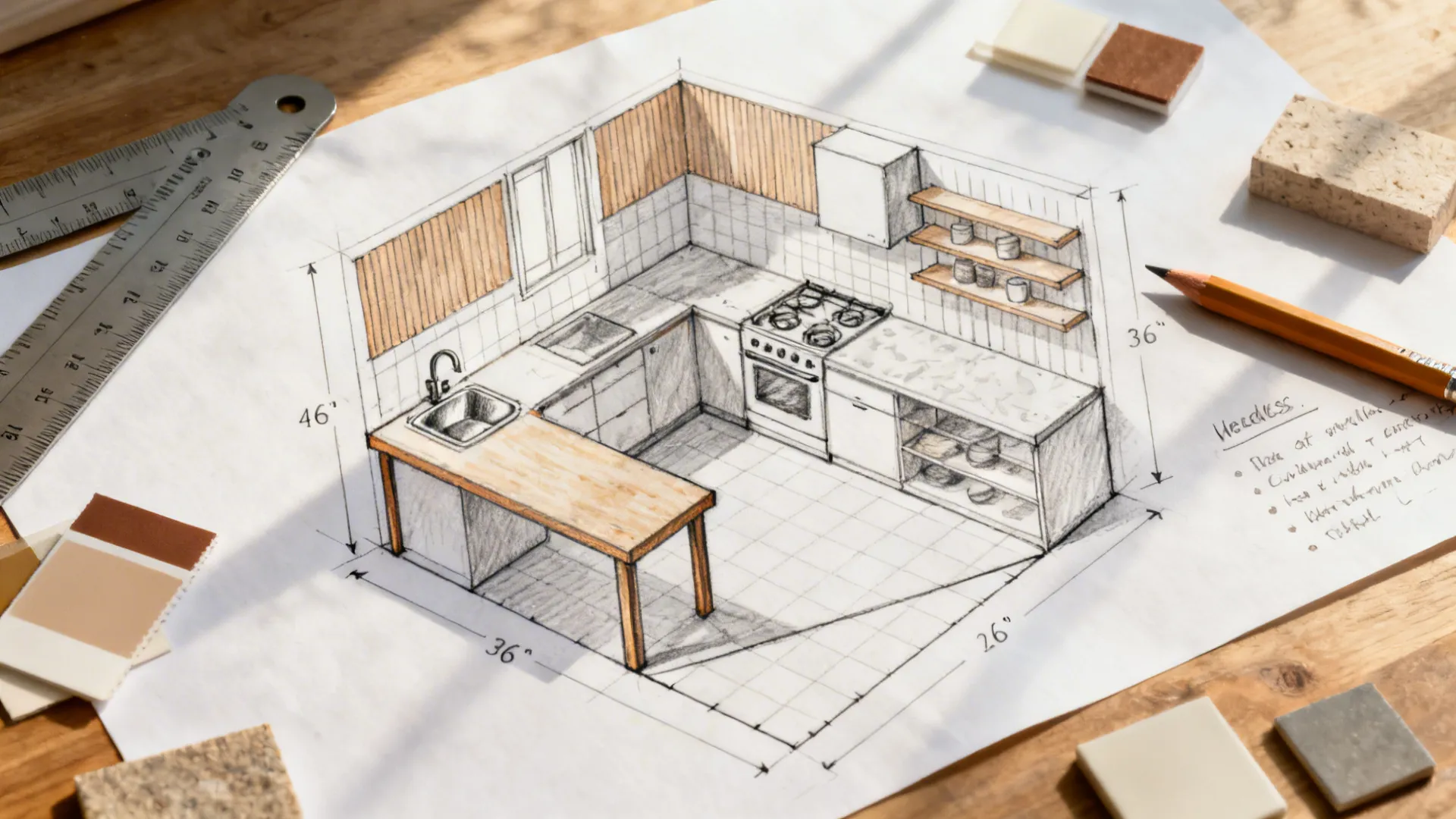 How I Draw an Olden Days Kitchen: Step-by-Step