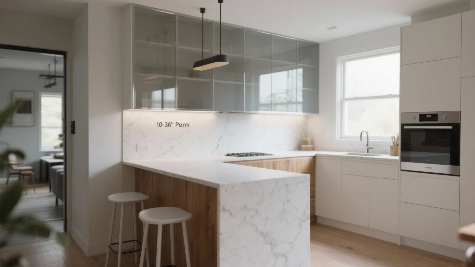 Kitchen Half Wall + Glass Topper