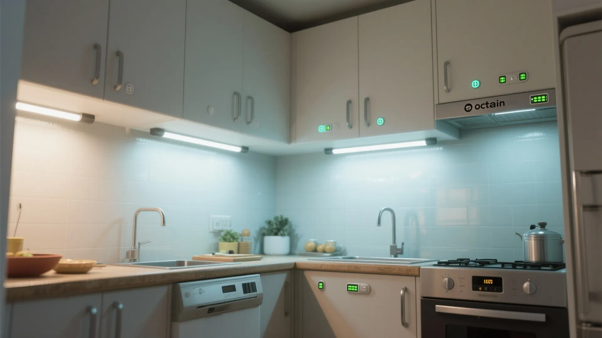 3. Under-Cabinet Push Lights in Compact Kitchens