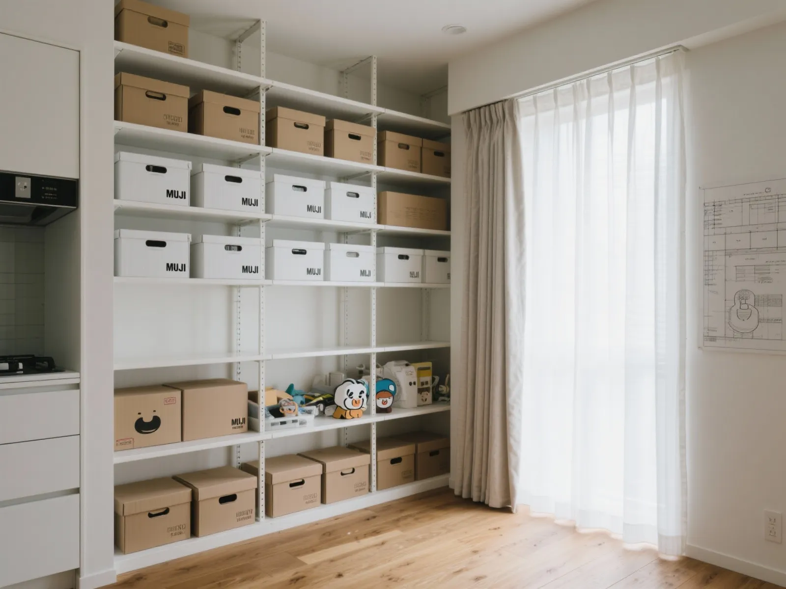 Tips 2: キッチン脇を“家族収納の母艦”に—収納技巧で散らからない