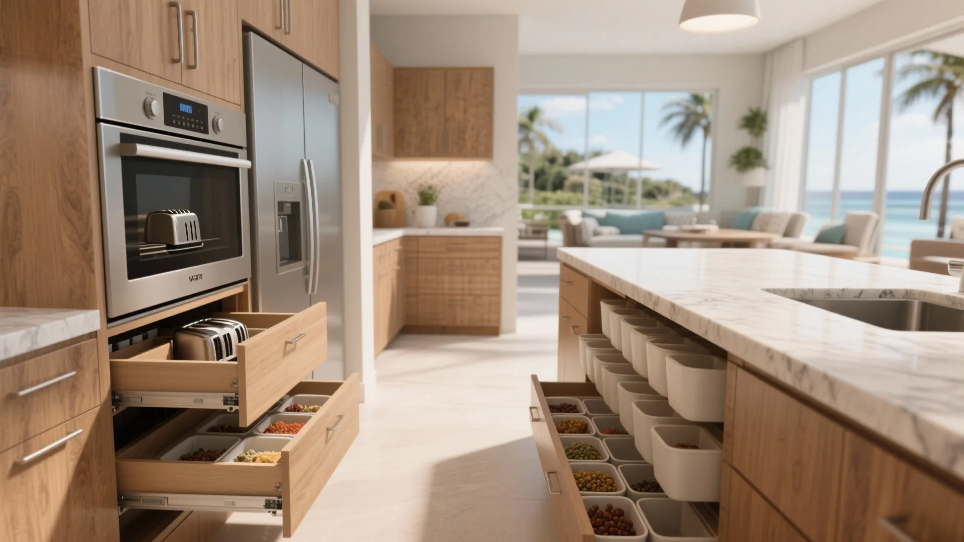 2. Open-Plan Kitchen with Smart Storage