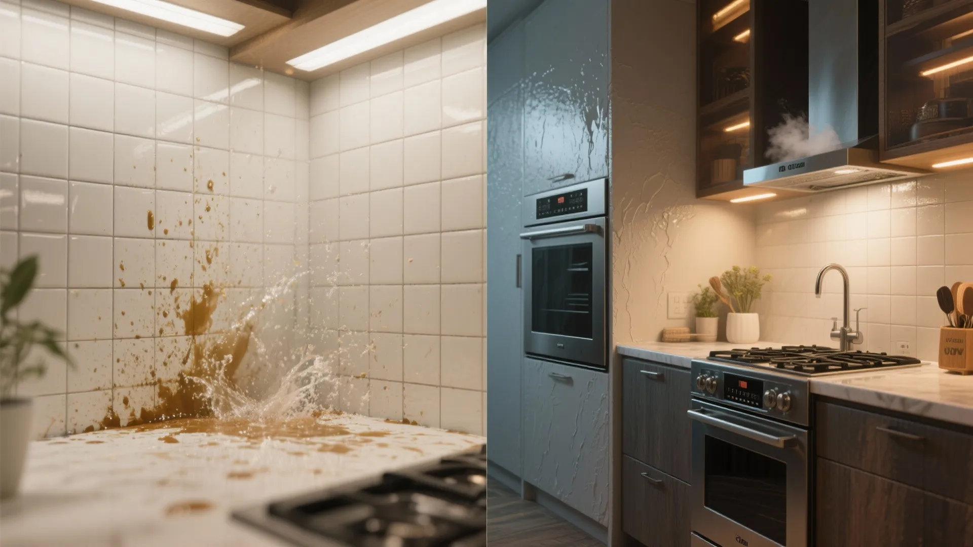 5. Kitchen splash zones with tiled base + waterproof topcoat