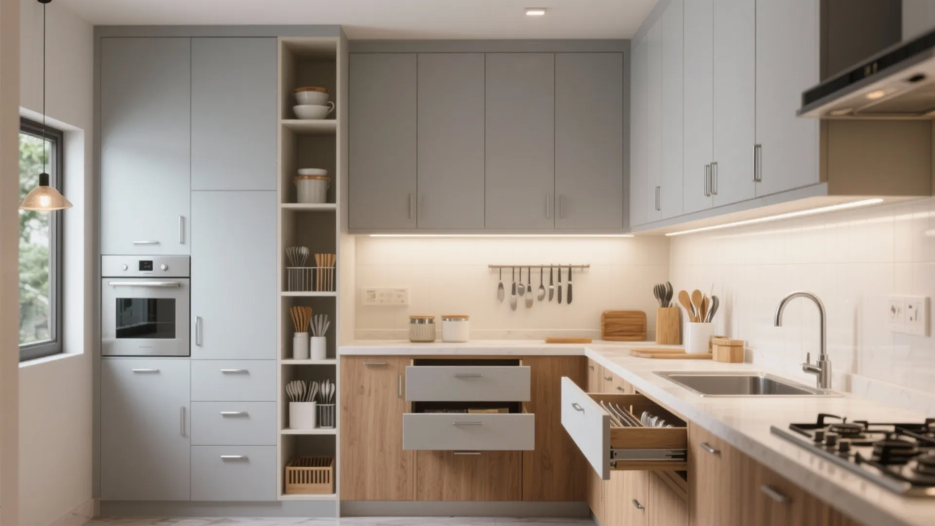 Minimalist Kitchen Storage for a Nashik 2 BHK