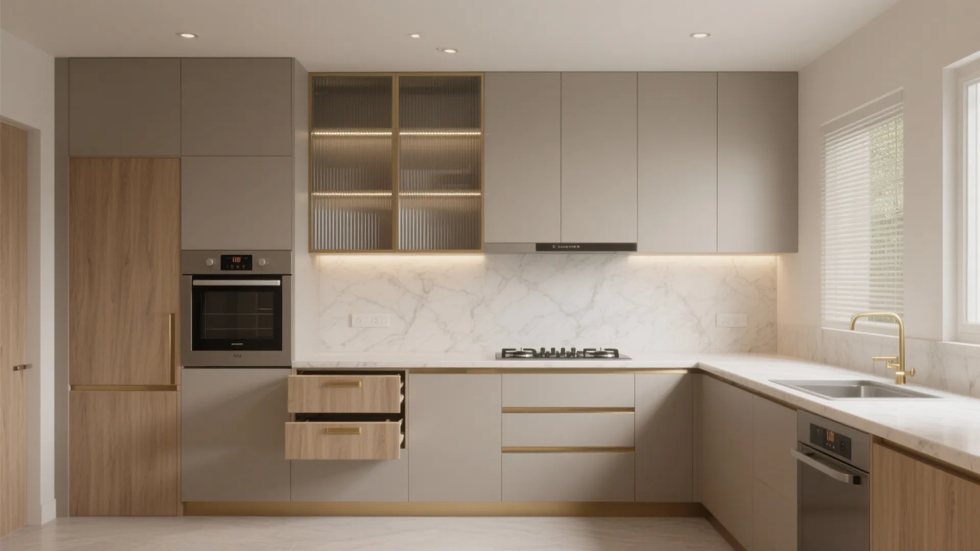 Minimalist kitchen storage for 2 BHK luxury flats