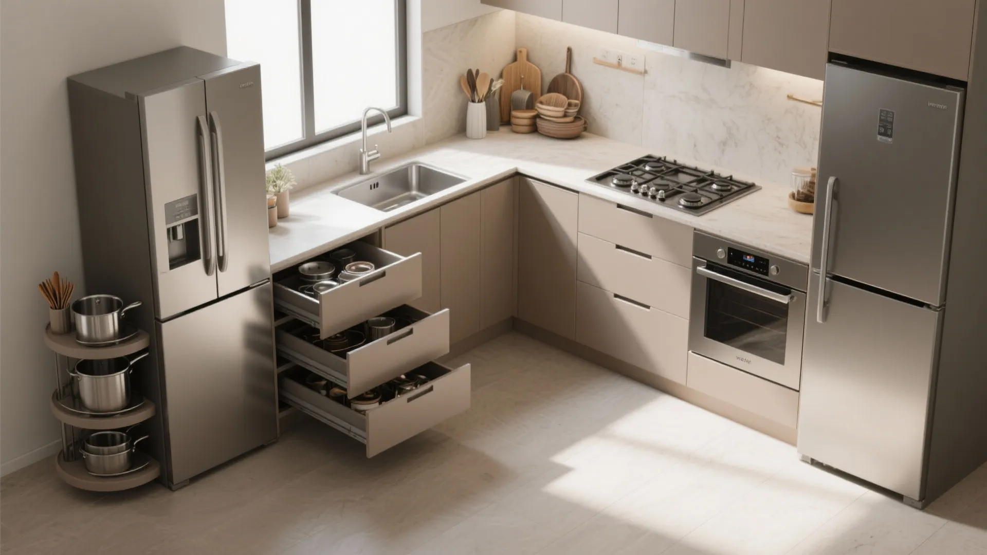 Minimalist Storage in a Heat-Friendly Kitchen
