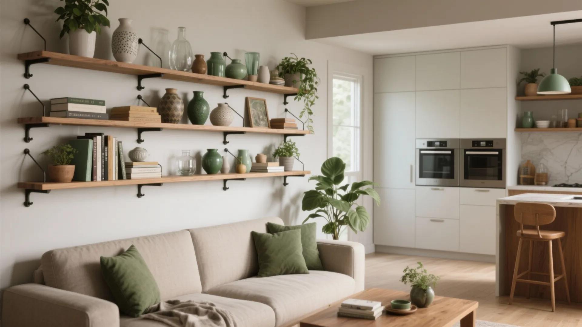 5. Kitchen-Style Shelving for Living Areas