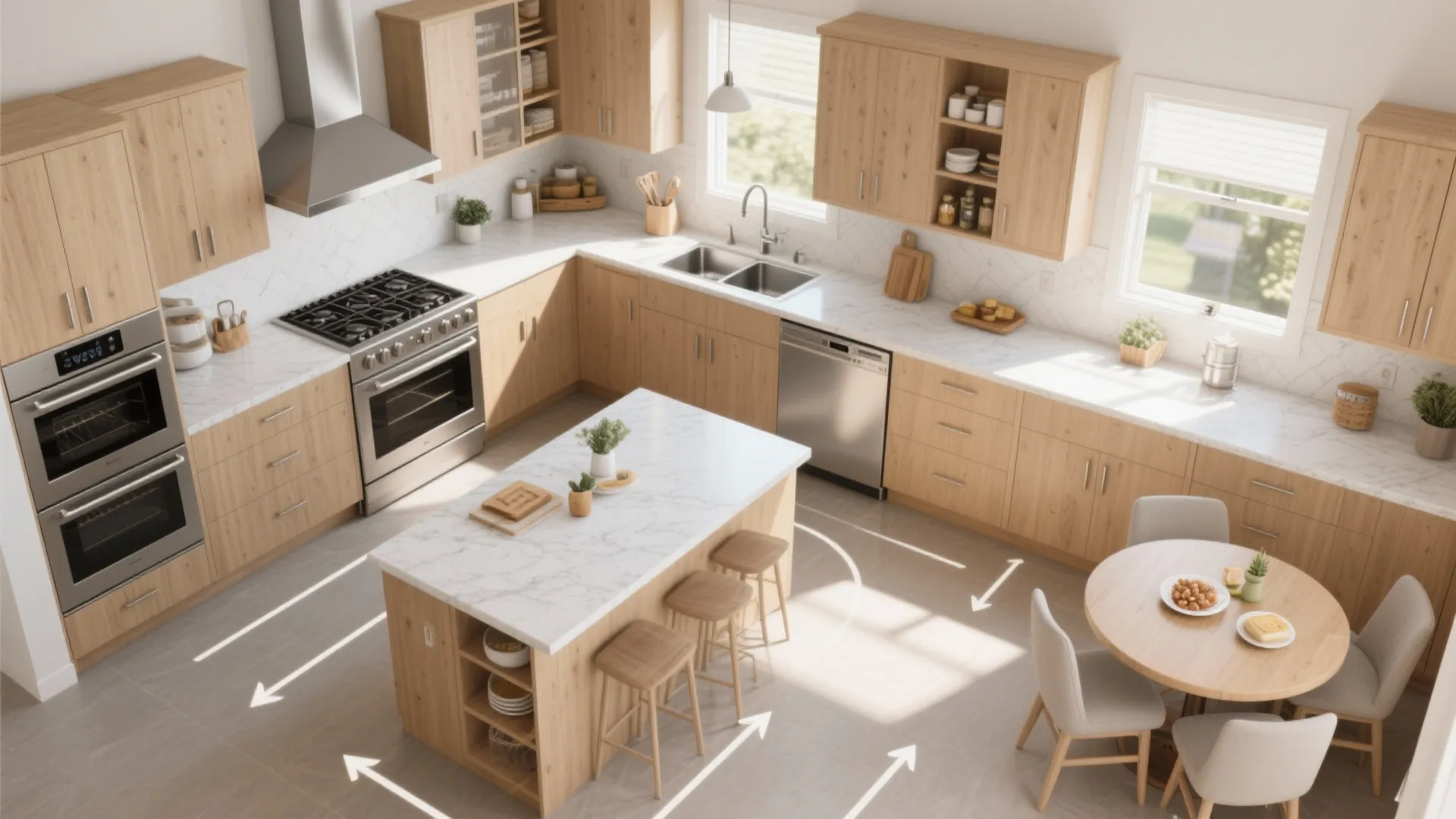 2) Kitchen Suite Thinking: Main + Prep + Breakfast Nook