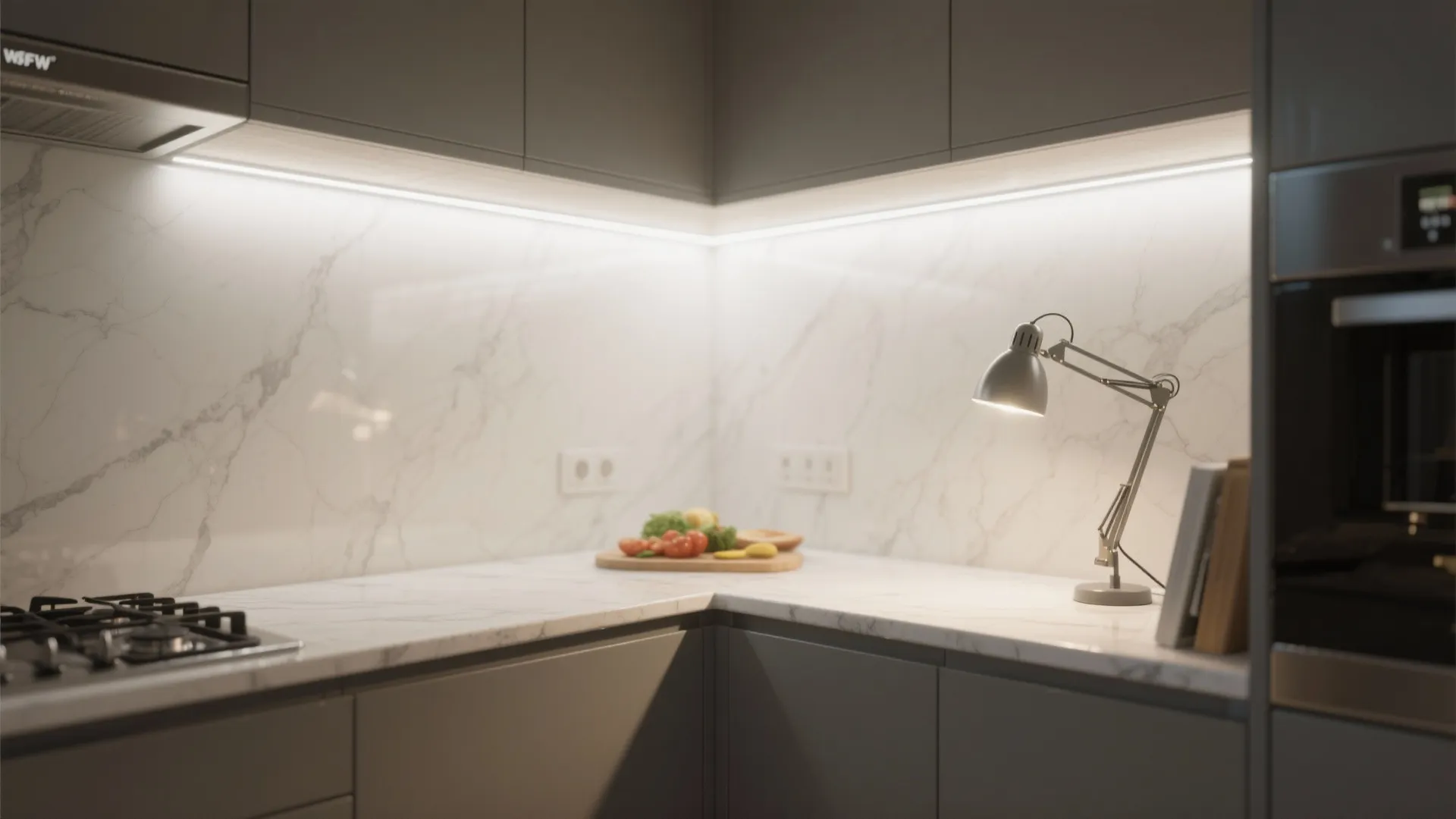 Task lighting in kitchens and work nooks