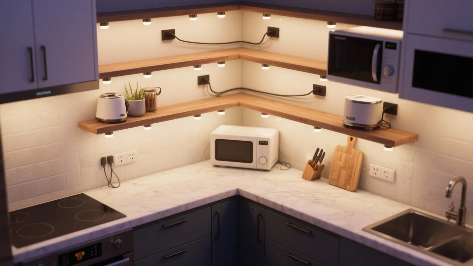 3. Layered task lighting in compact kitchens