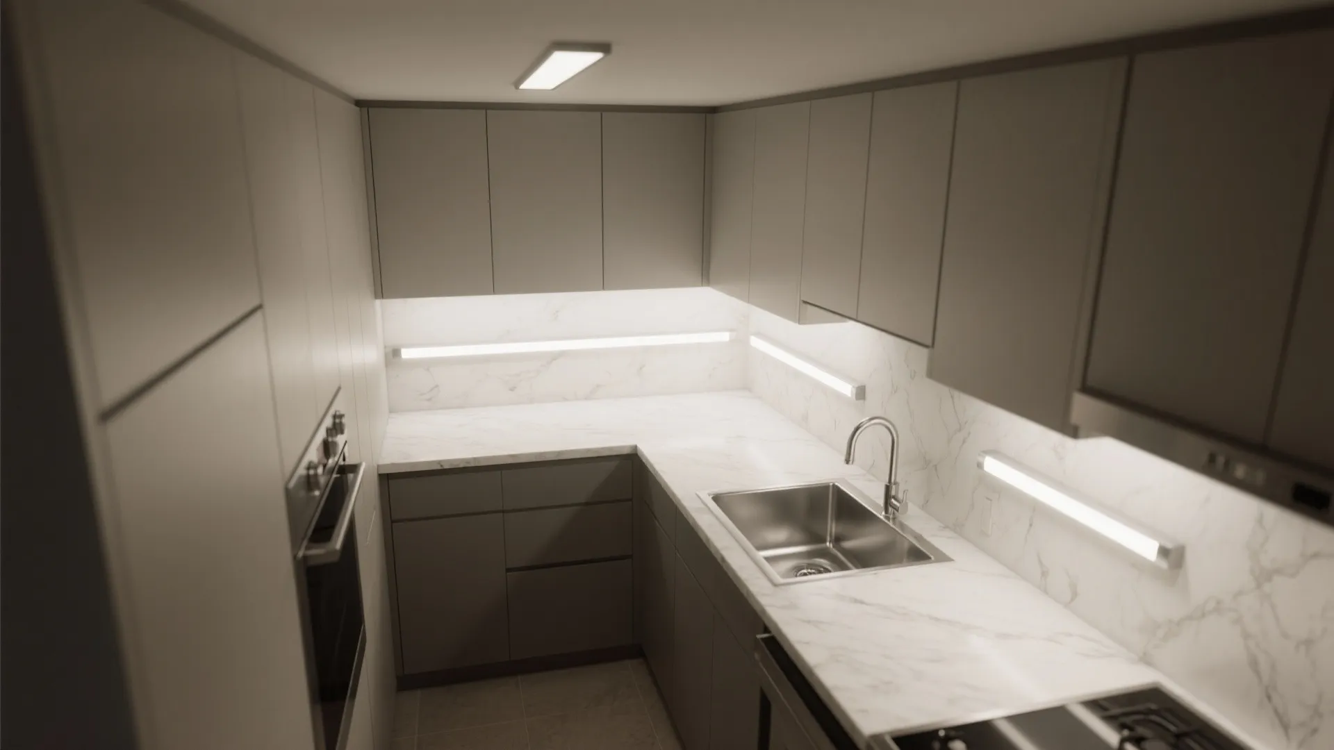 Kitchen Task + Ambient: Under-Cabinet LEDs and Clear Zones
