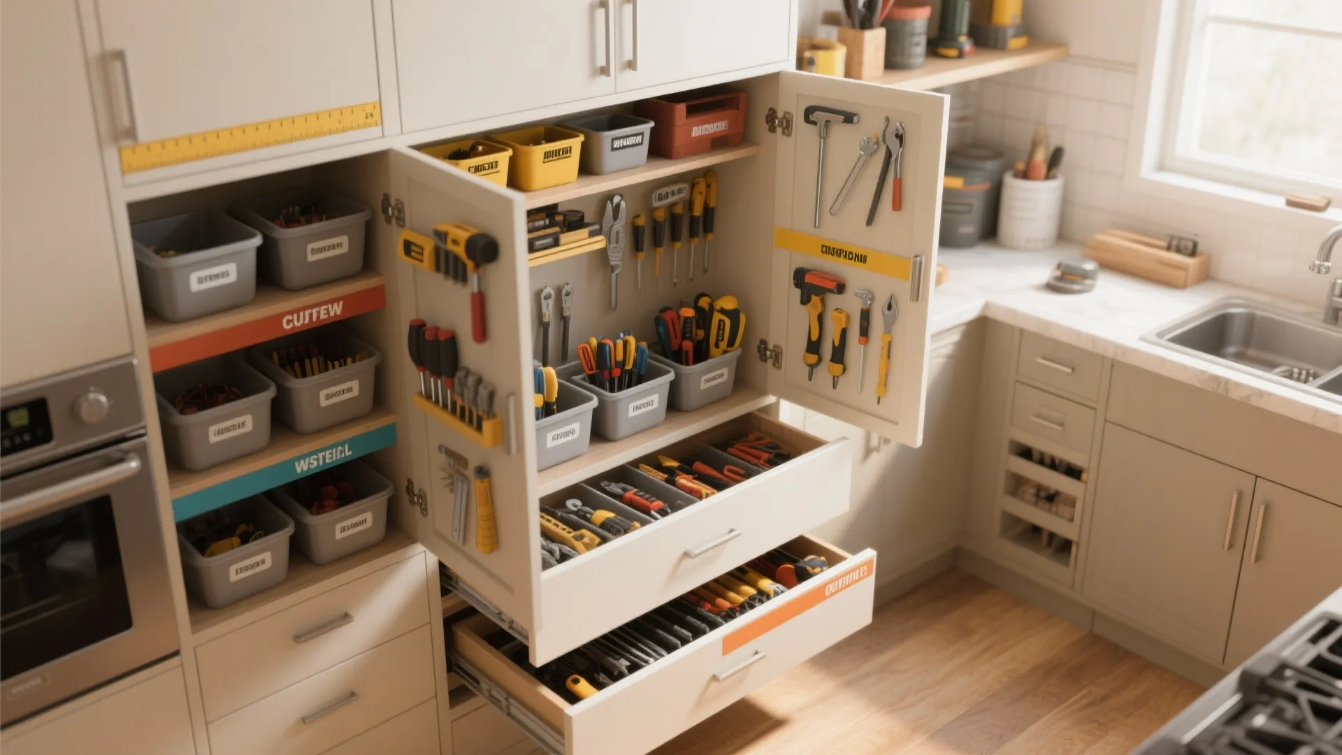 5. Multi-zone kitchen-style organization