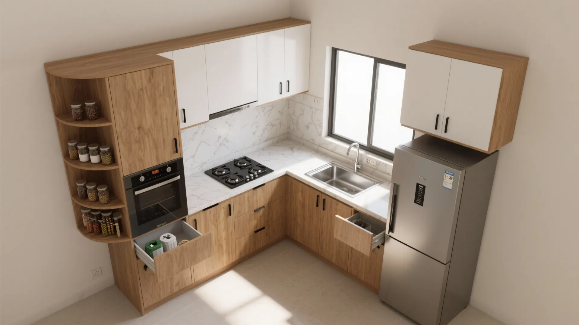 Smart, compact kitchen zoning