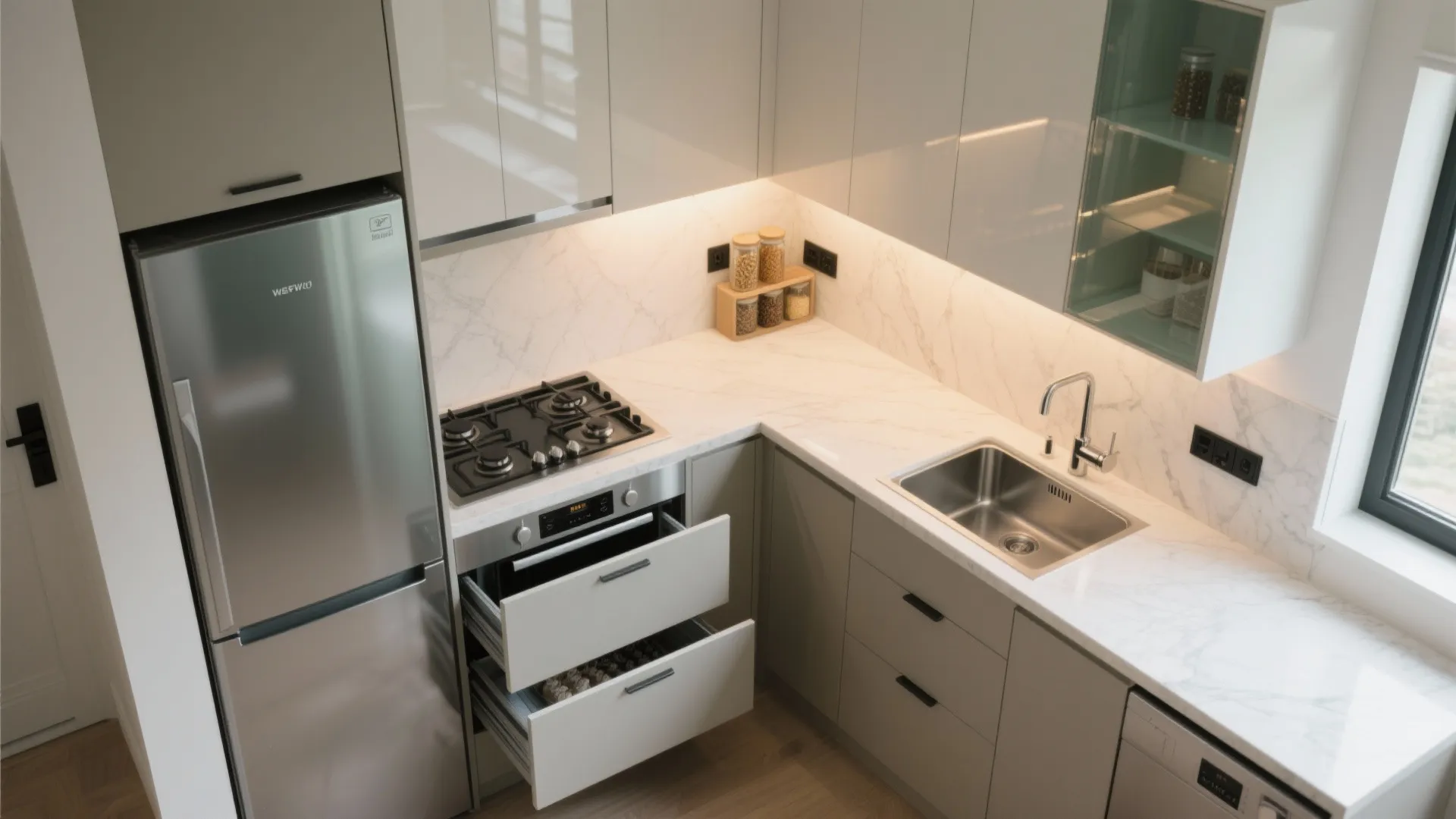 2) A Compact Kitchen That Works Like a Chef’s Line