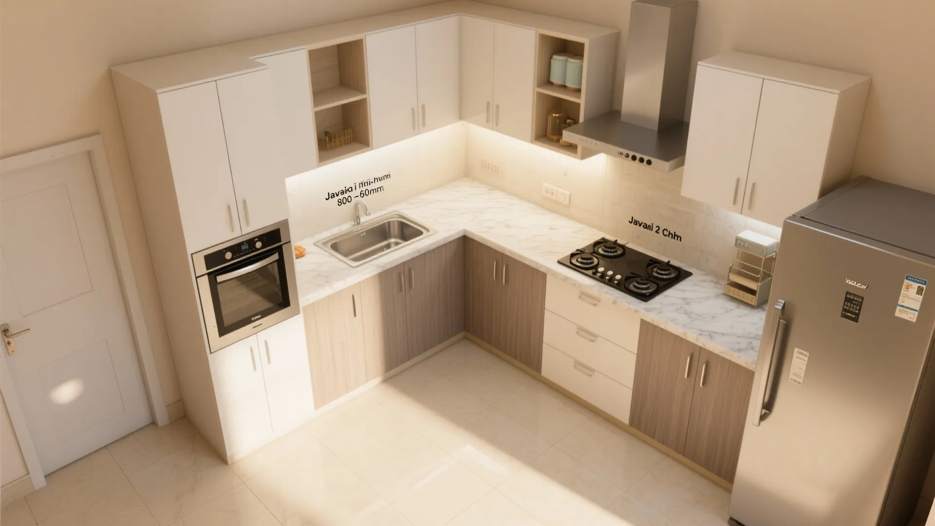 3) L-shaped kitchen + breakfast ledge for maximum flow