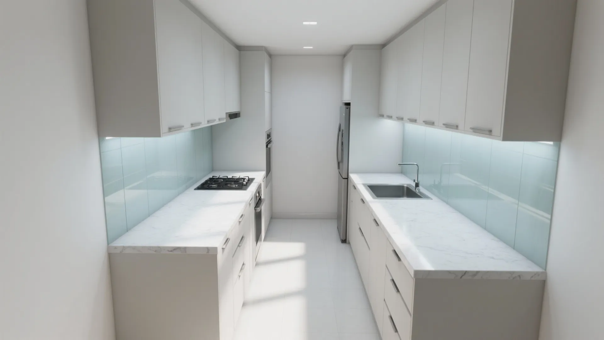 [Section: 灵感列表] Minimalist kitchen storage with a bright, easy-clean backbone